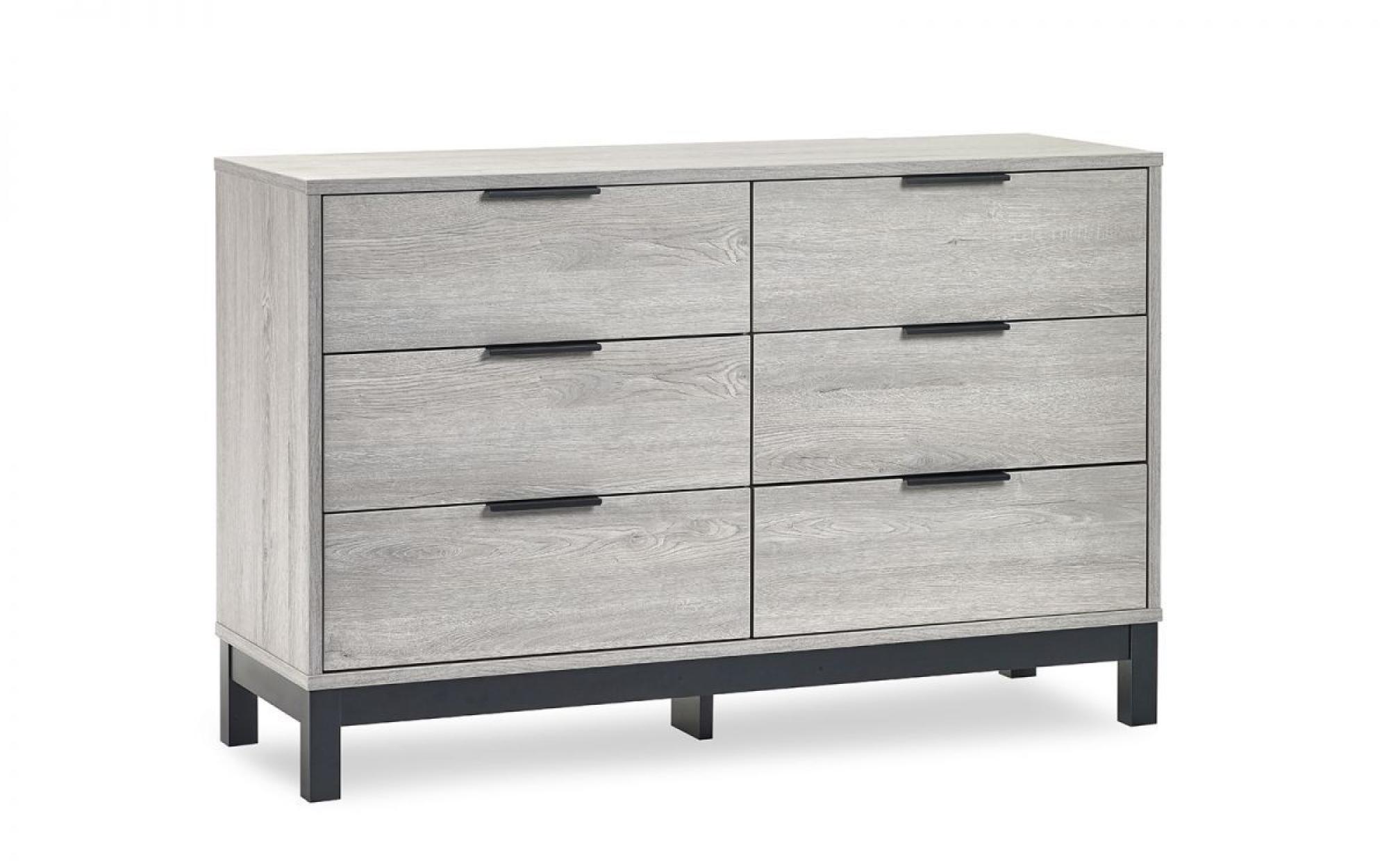Product photograph of Bali Grey Oak 6 Drawer Wide Chest from Choice Furniture Superstore.