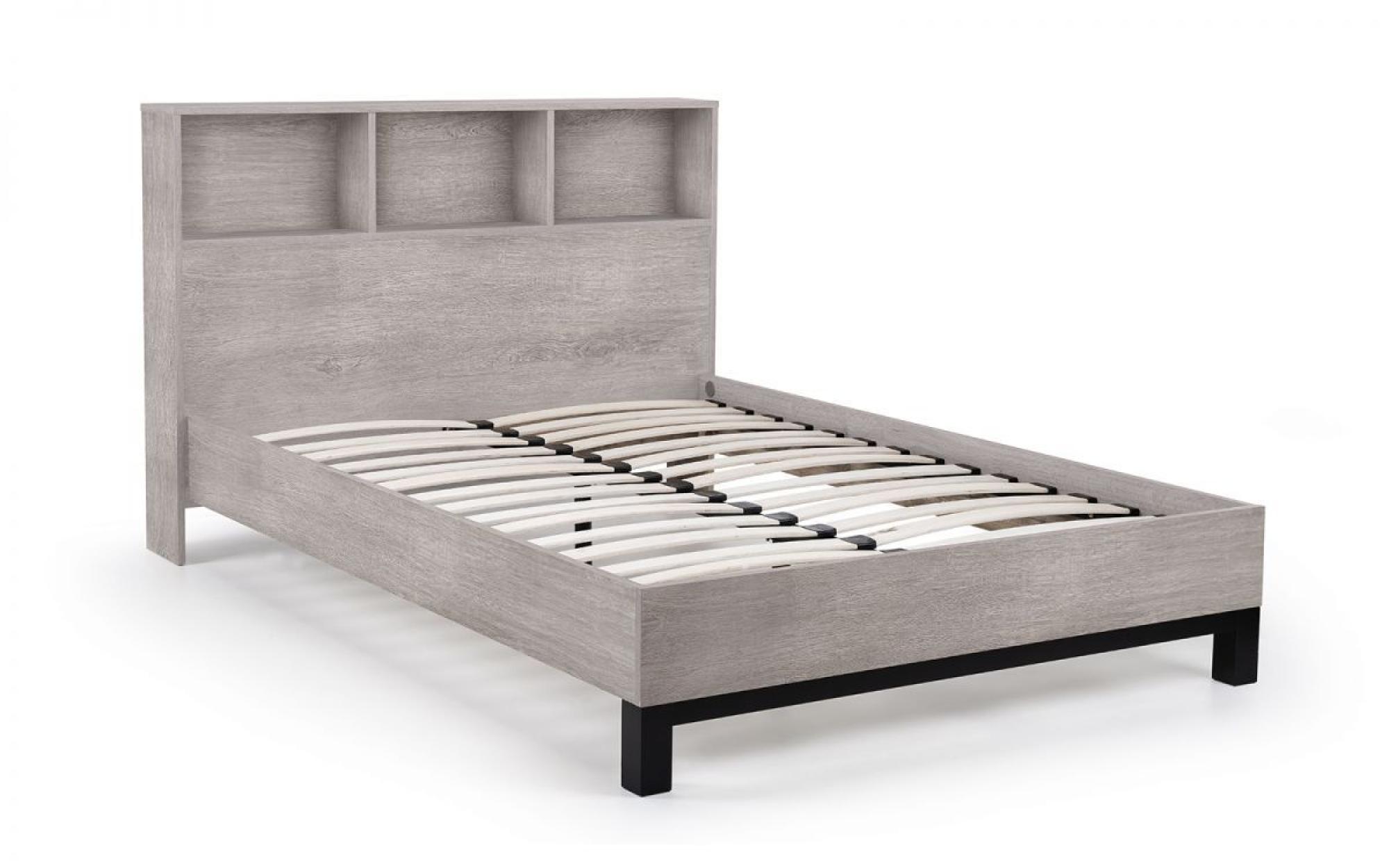 Product photograph of Bali Grey Oak Bed With Bookcase - Sizes Available from Choice Furniture Superstore.