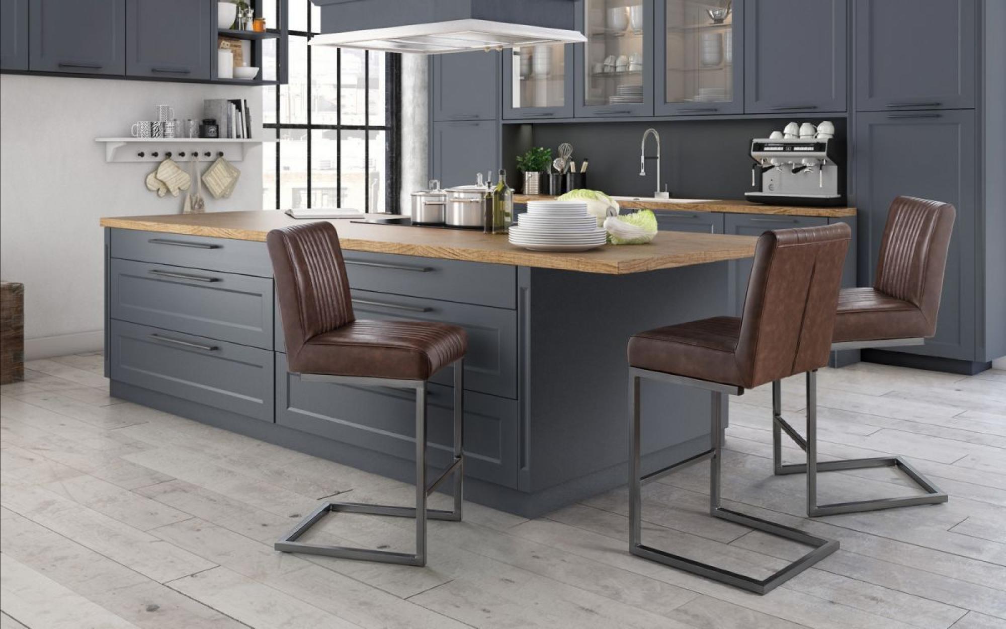 Product photograph of 2 X Brooklyn Brown Faux Leather Barstool With Back from Choice Furniture Superstore.