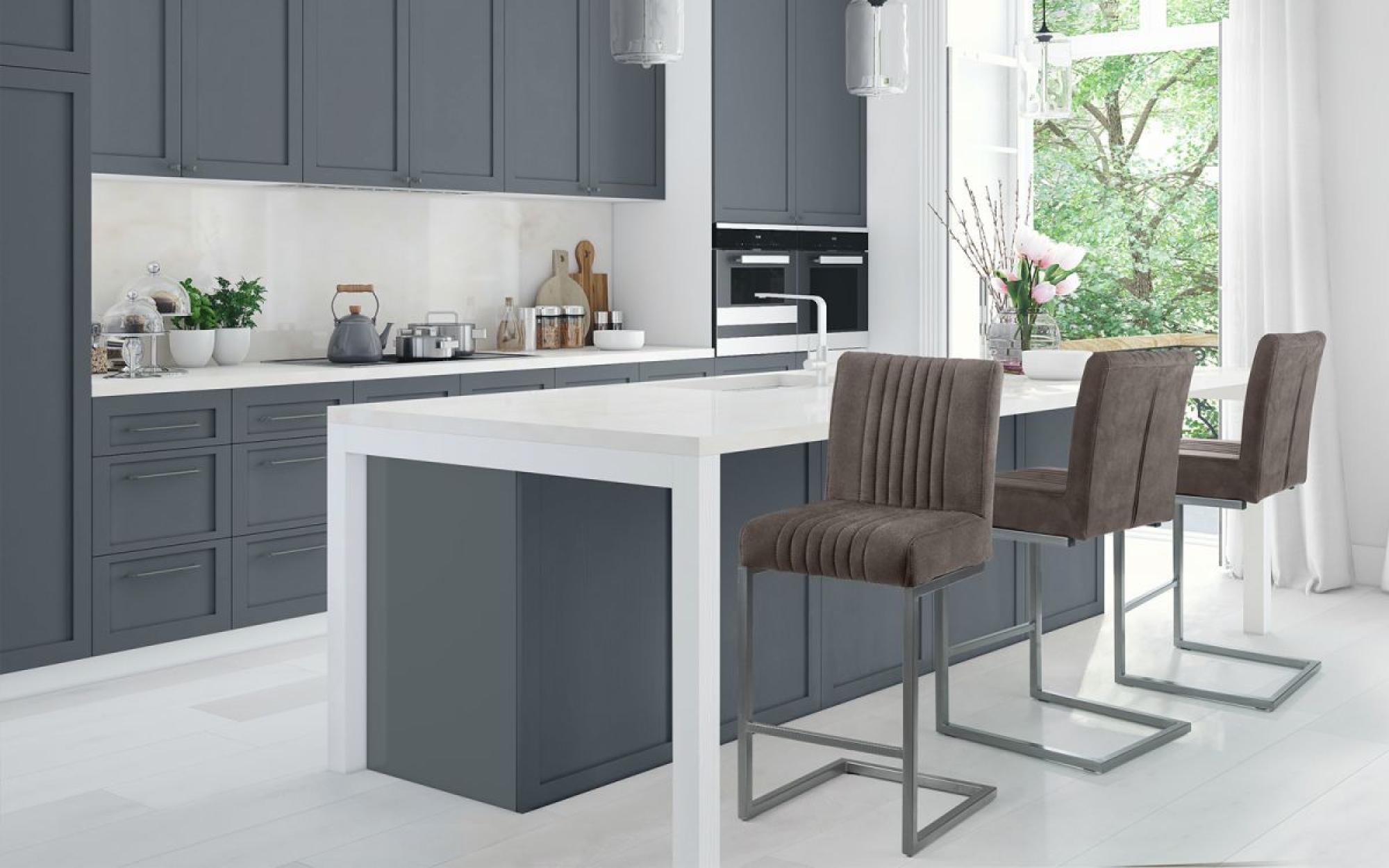 Product photograph of 2 X Brooklyn Grey Faux Leather Barstool With Back from Choice Furniture Superstore.