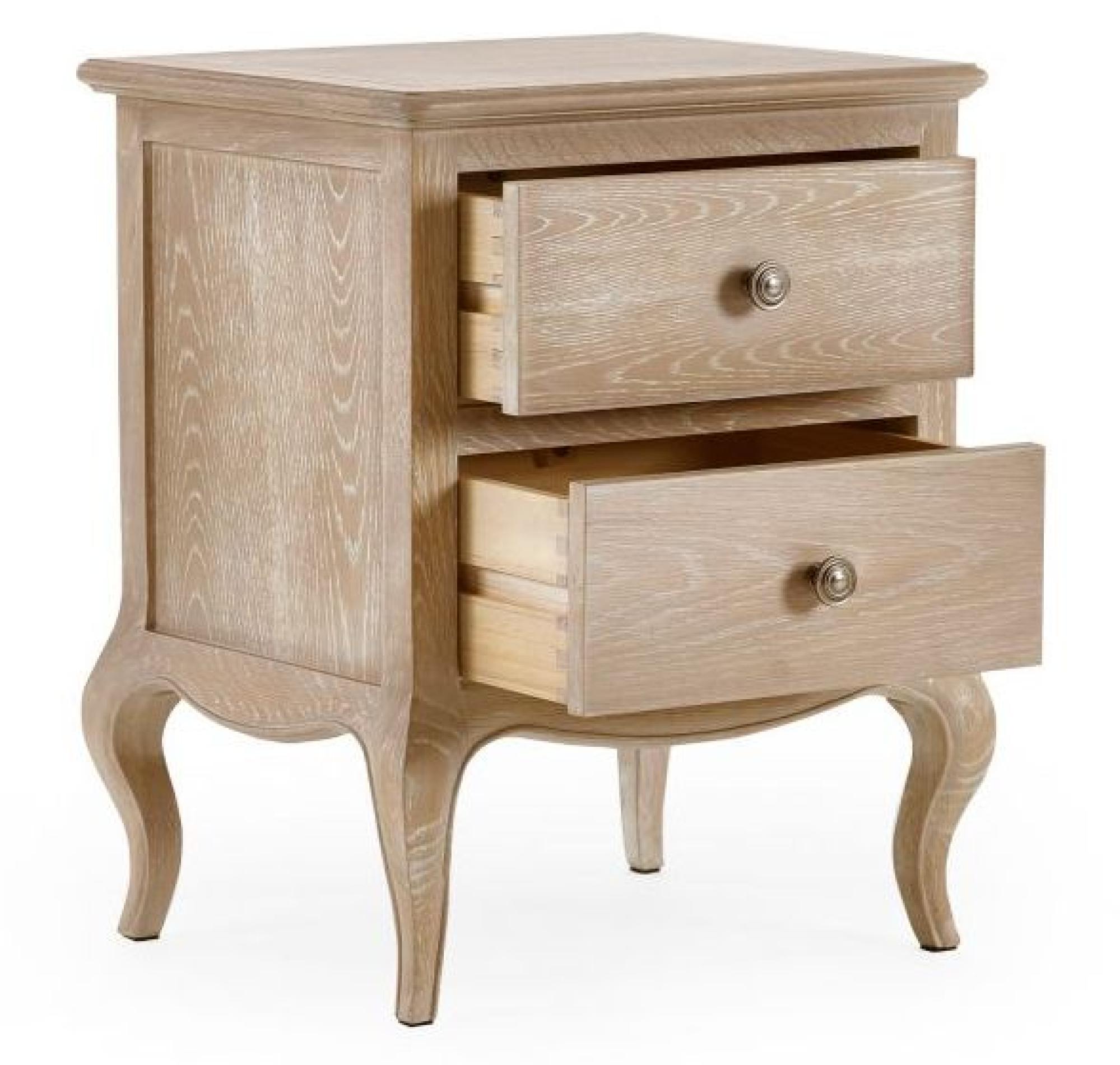 Product photograph of Camille Oak French Style 2 Drawer Bedside Cabinet from Choice Furniture Superstore.