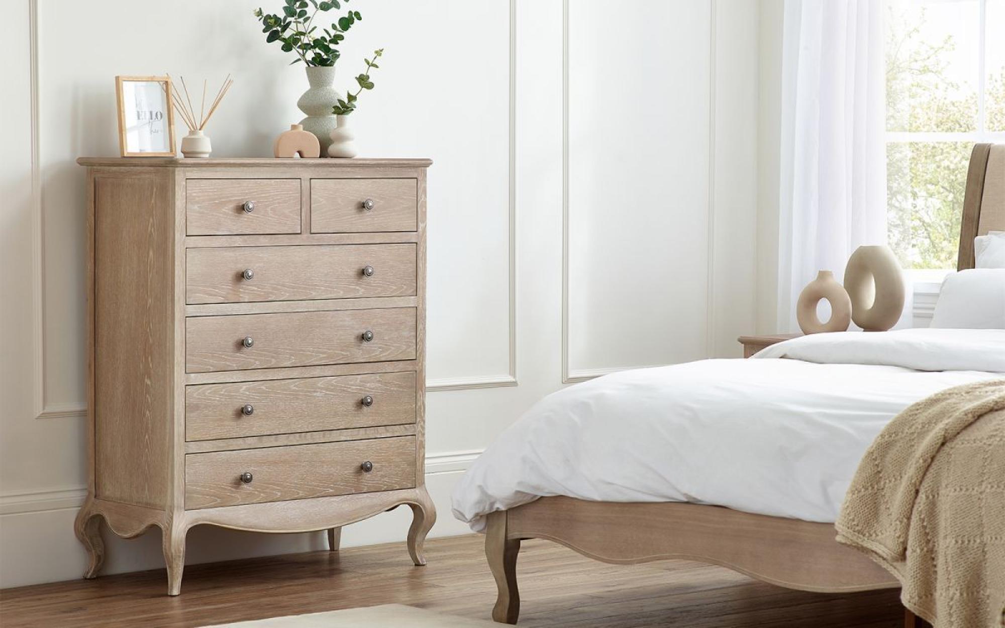 Product photograph of Camille Oak French Style 4 2 Drawer Chest from Choice Furniture Superstore.
