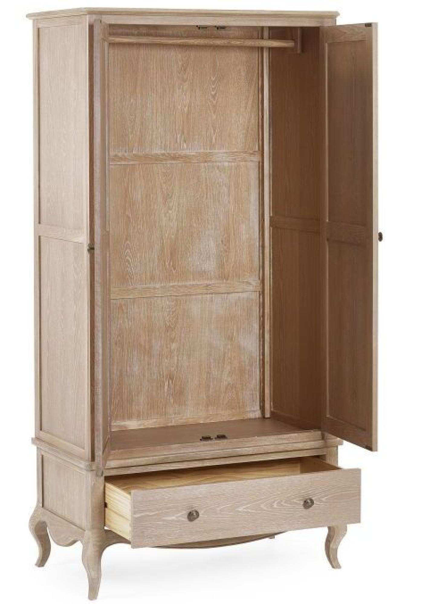 Product photograph of Camille Oak French Style 2 Door 1 Drawer Double Wardrobe from Choice Furniture Superstore.