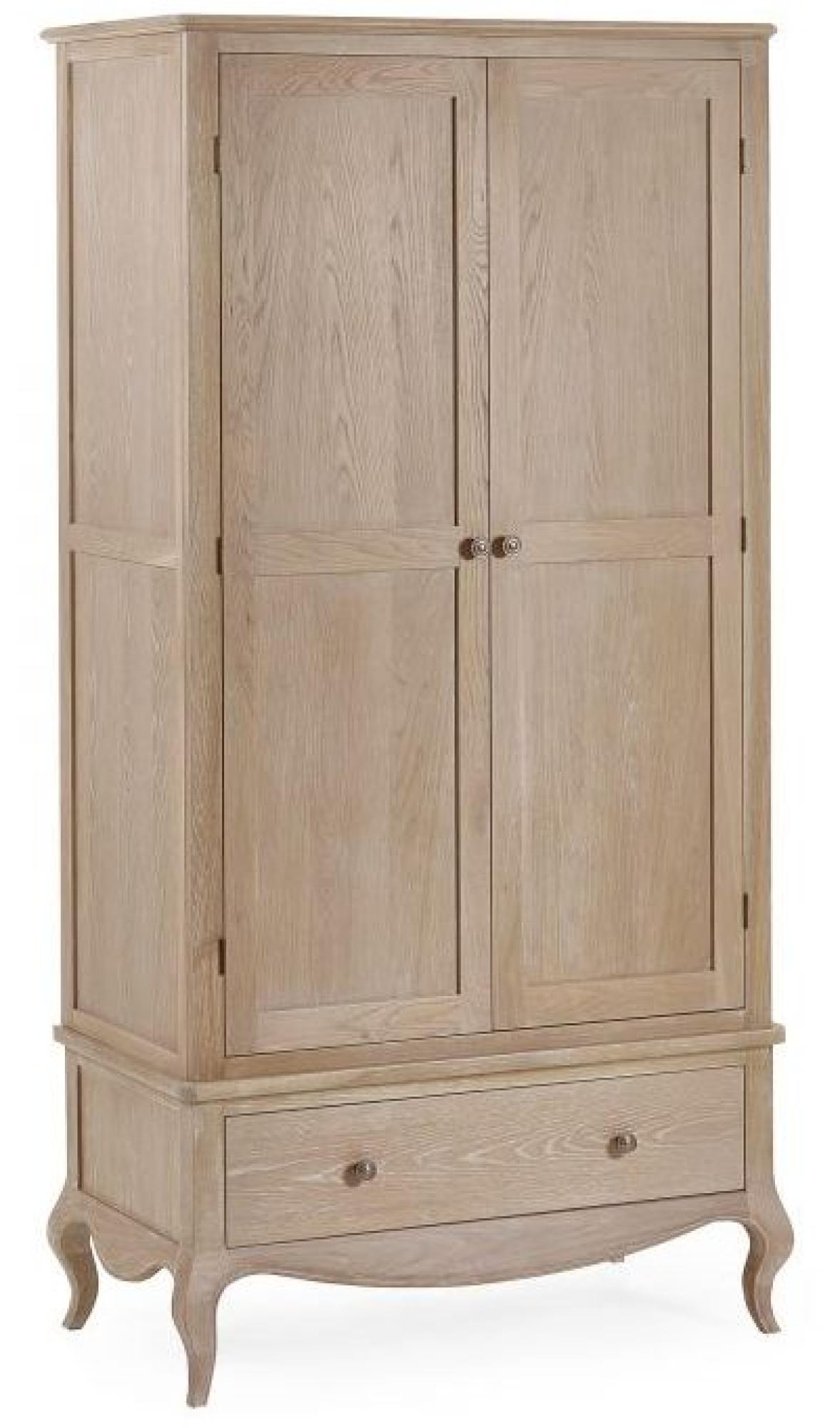 Product photograph of Camille Oak French Style 2 Door 1 Drawer Double Wardrobe from Choice Furniture Superstore.