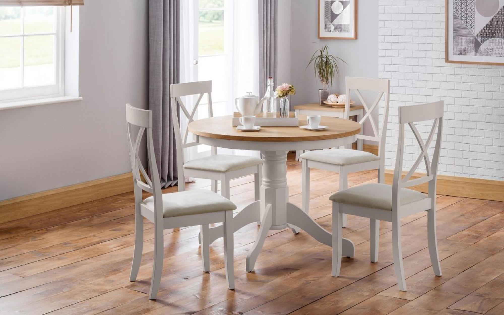 Product photograph of Davenport Grey And Oak 2 Seater Round Pedestal Dining Table from Choice Furniture Superstore.
