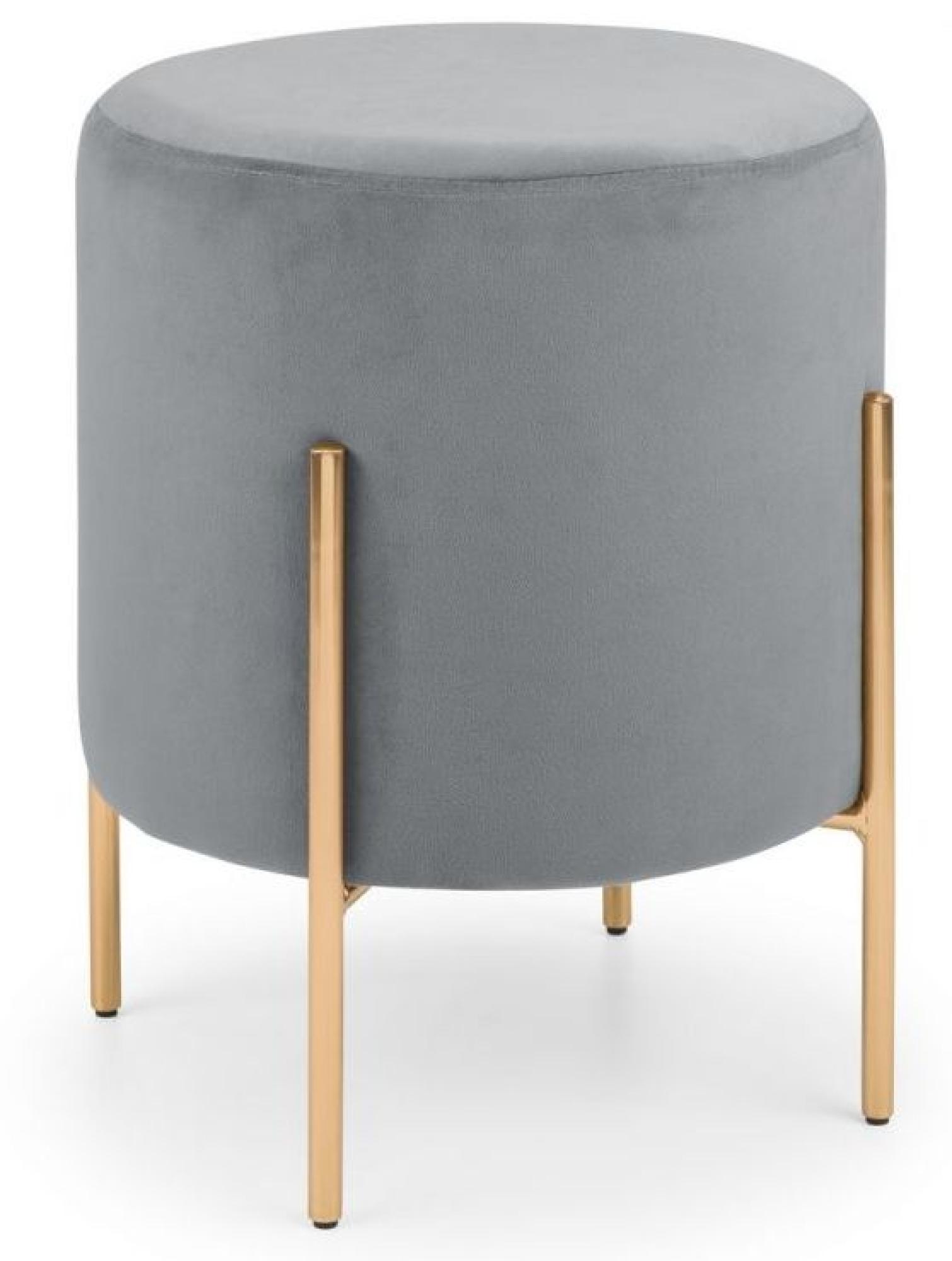 Product photograph of Harrogate Grey Round Fabric Upholstered Stool from Choice Furniture Superstore.