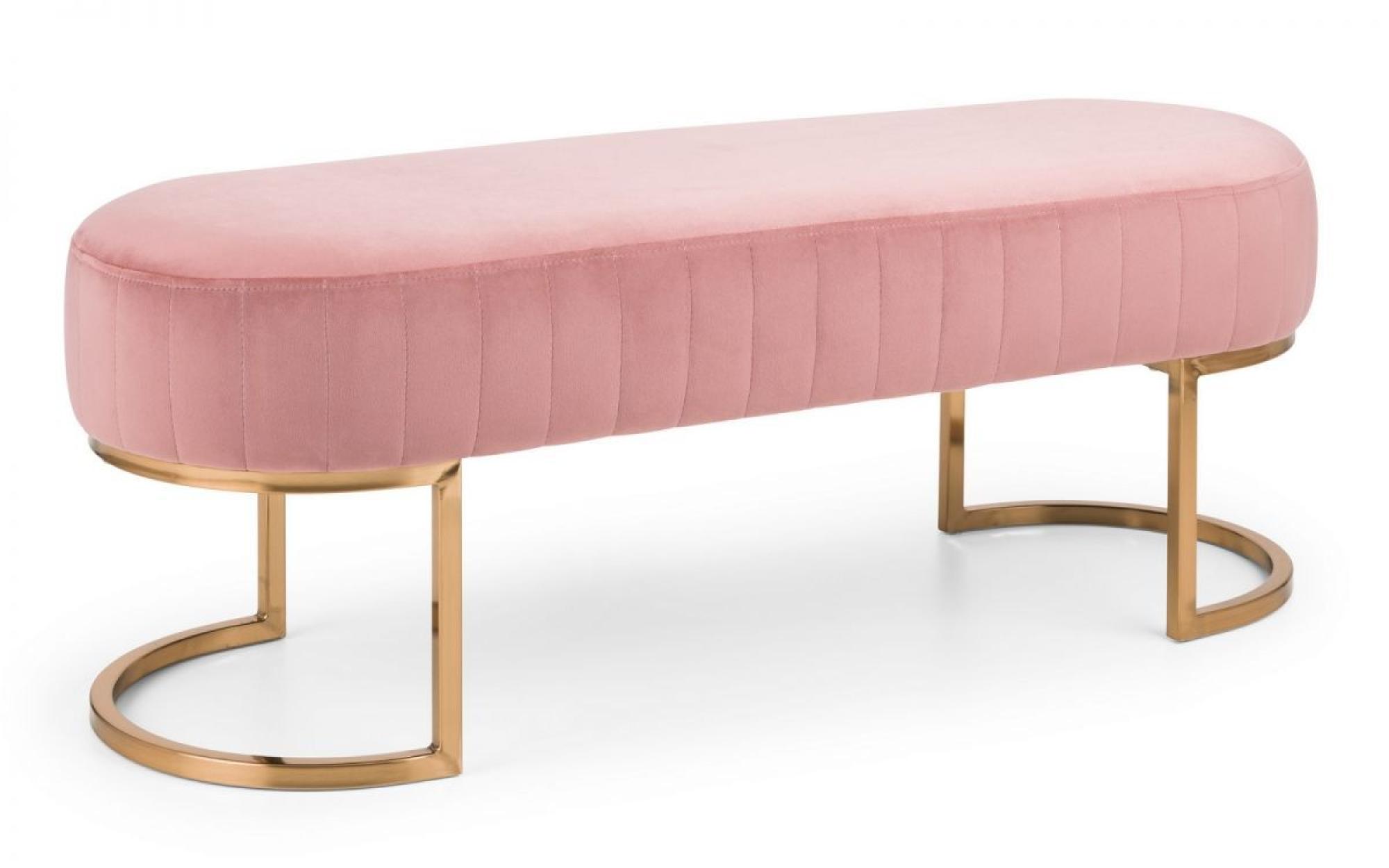 Product photograph of Harrogate Curved Pink Fabric Upholstered Bench from Choice Furniture Superstore.