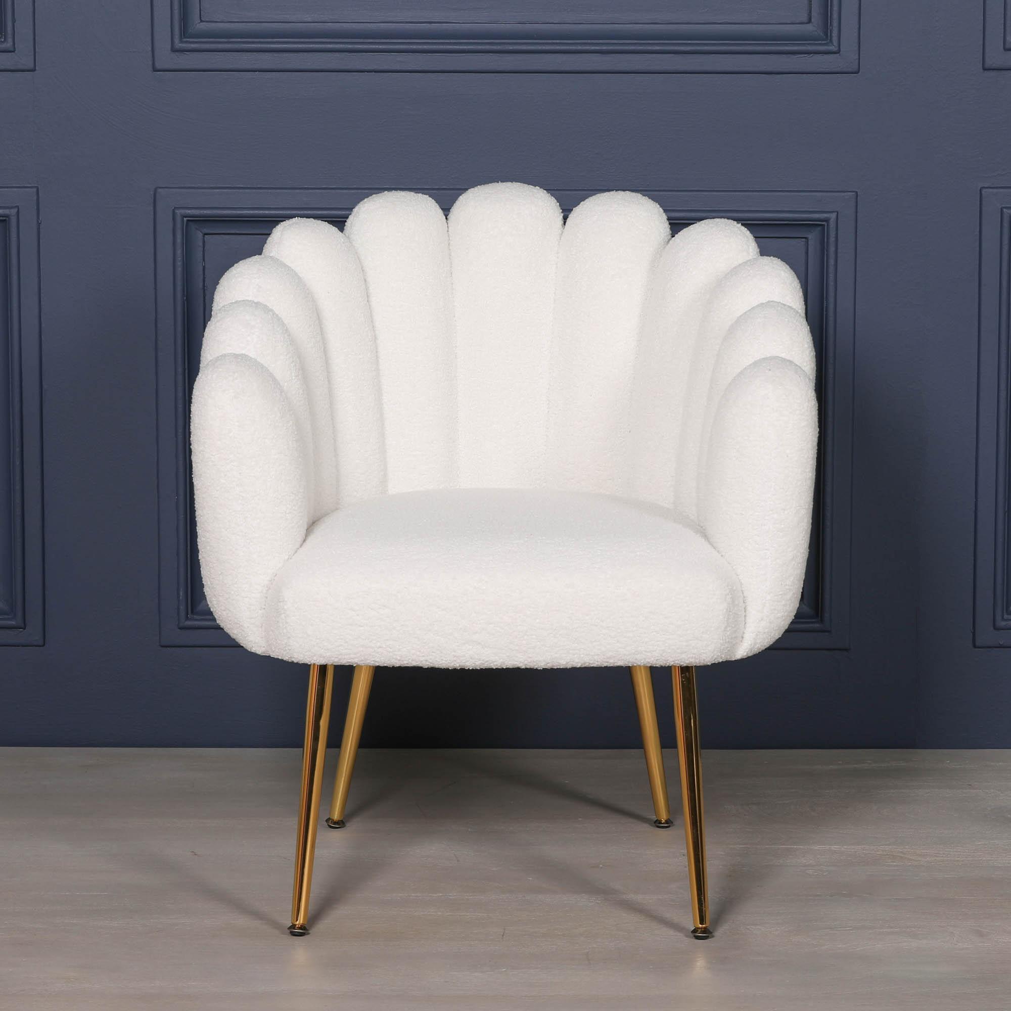Product photograph of Arriba White Velvet Scalloped Chair from Choice Furniture Superstore.