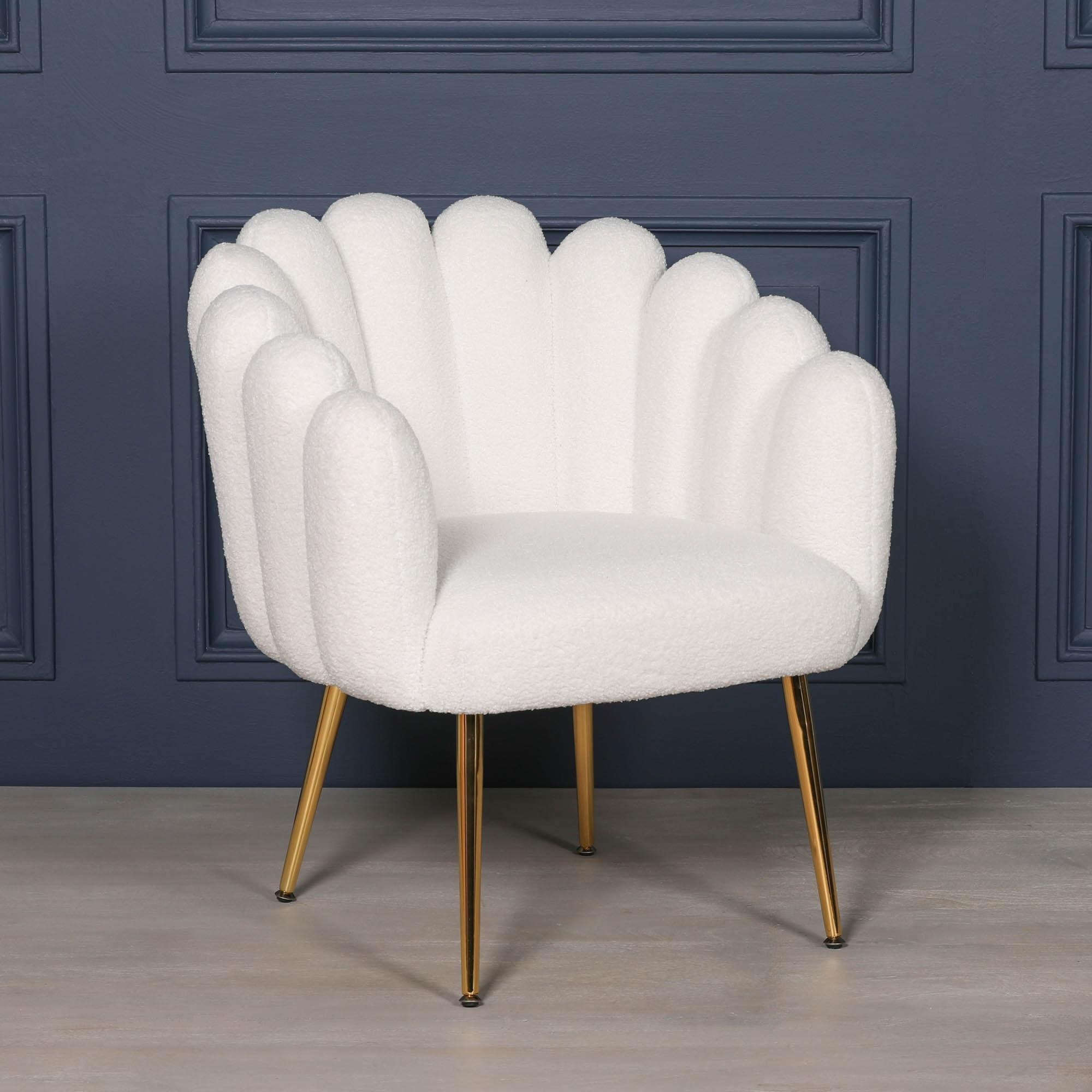 Product photograph of Arriba White Velvet Scalloped Chair from Choice Furniture Superstore.