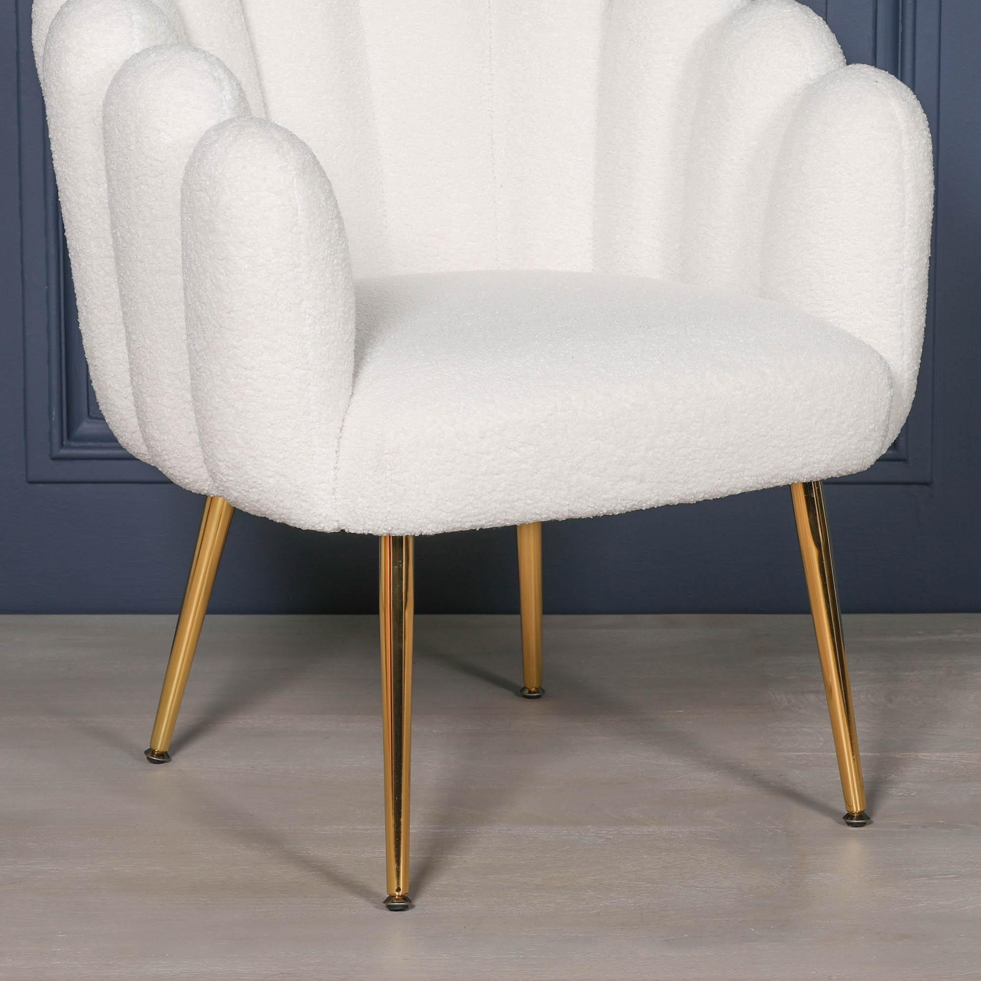 Product photograph of Arriba White Velvet Scalloped Chair from Choice Furniture Superstore.