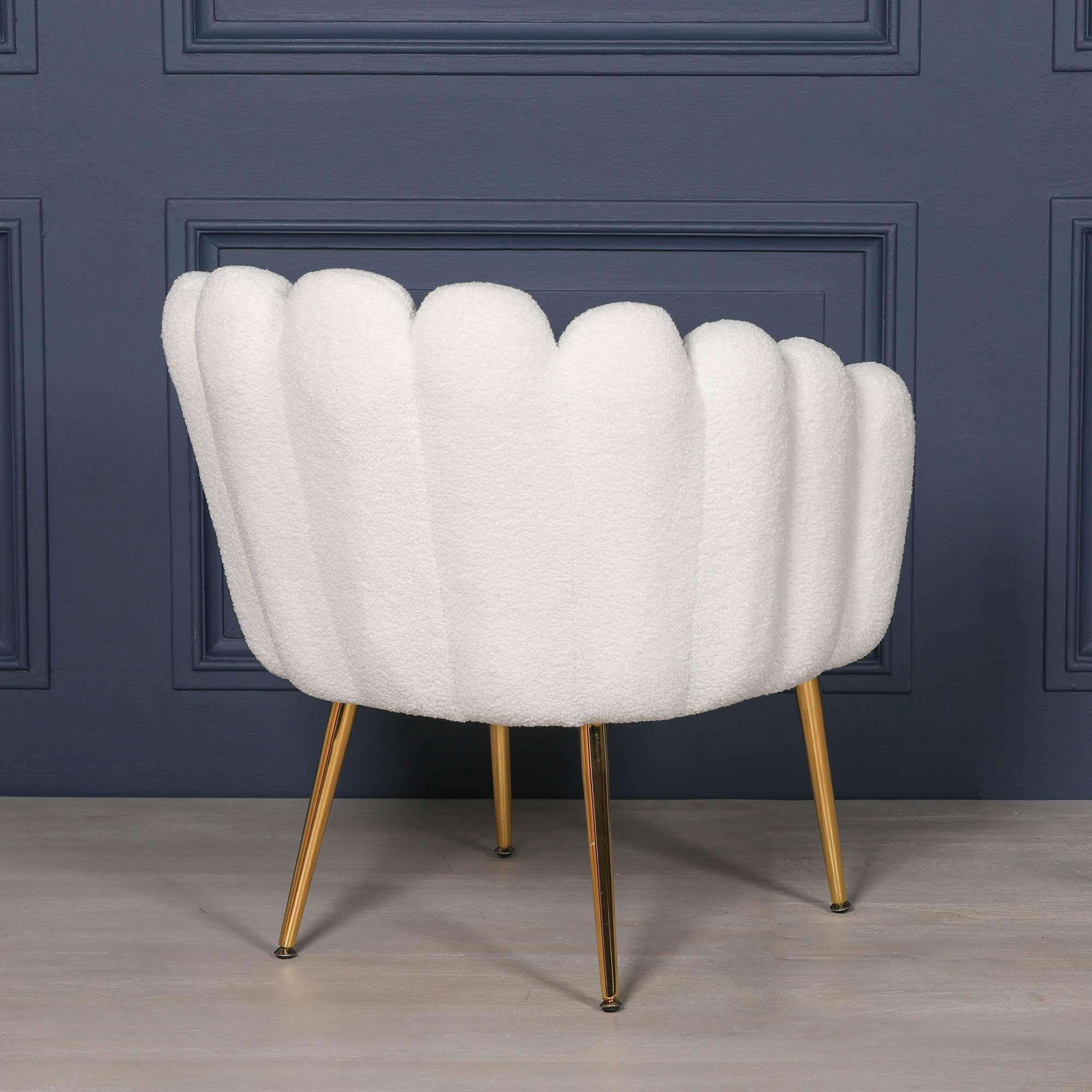 Product photograph of Arriba White Velvet Scalloped Chair from Choice Furniture Superstore.