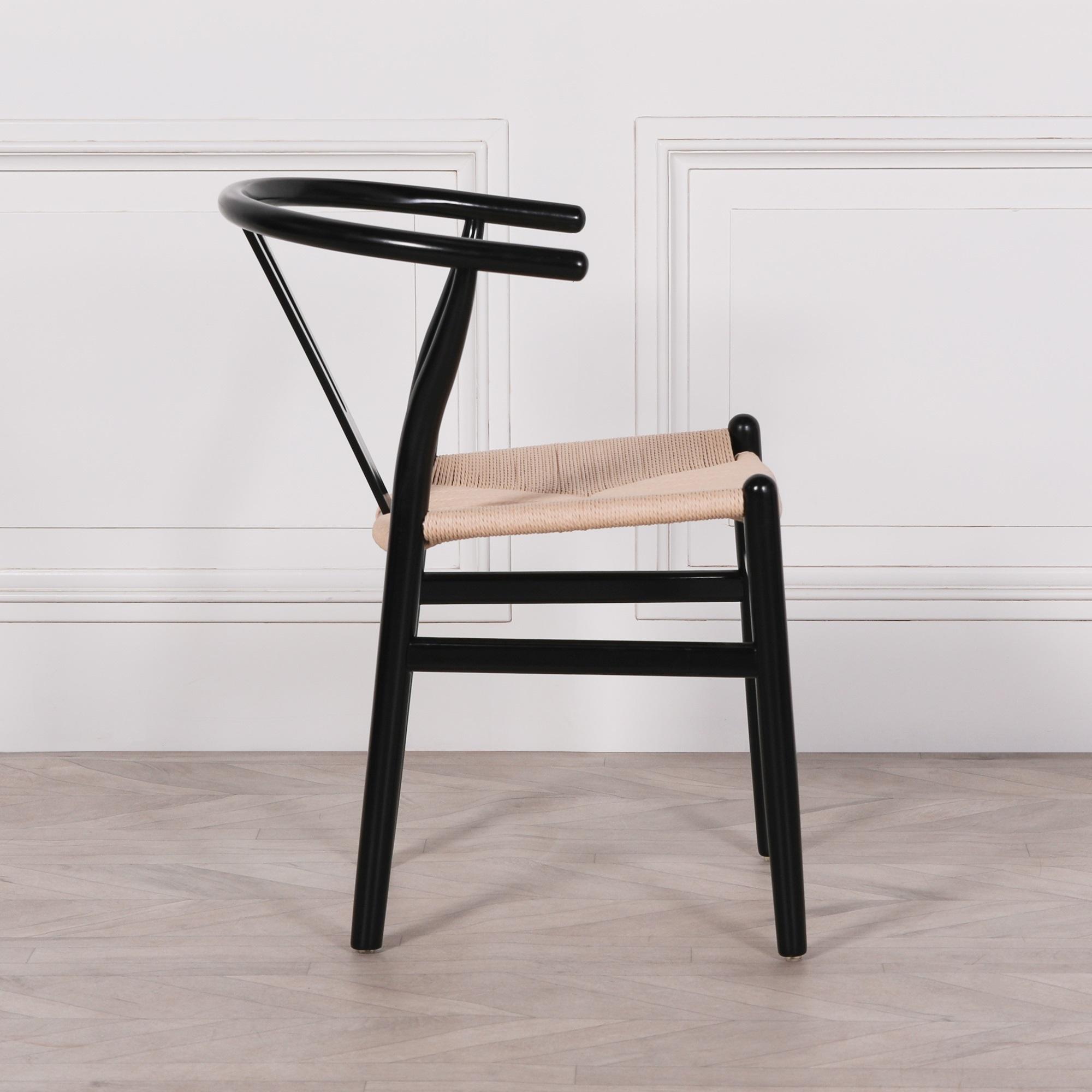 Product photograph of 2 X Wishbone Black Painted Wooden Dining Chair from Choice Furniture Superstore.