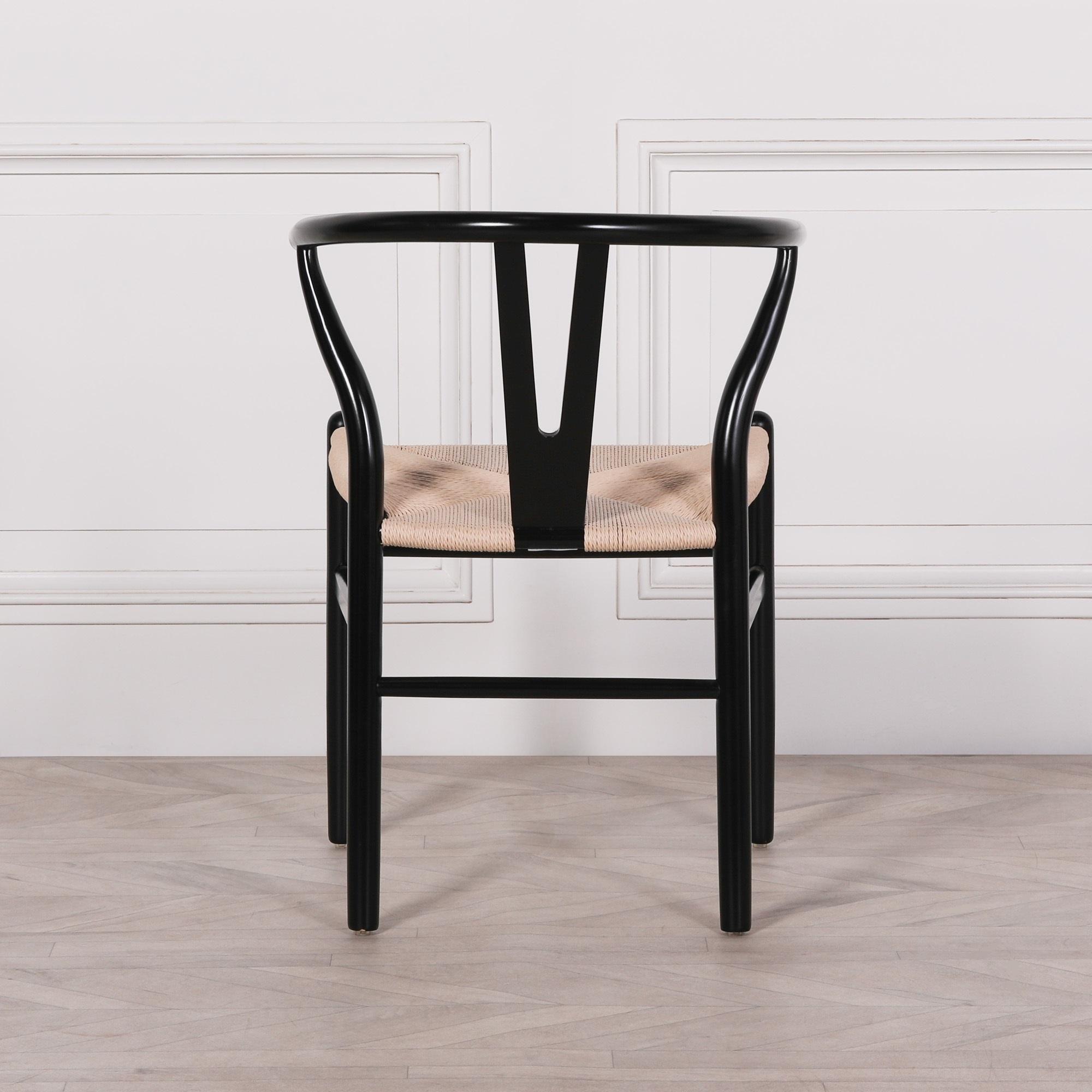 Product photograph of 2 X Wishbone Black Painted Wooden Dining Chair from Choice Furniture Superstore.