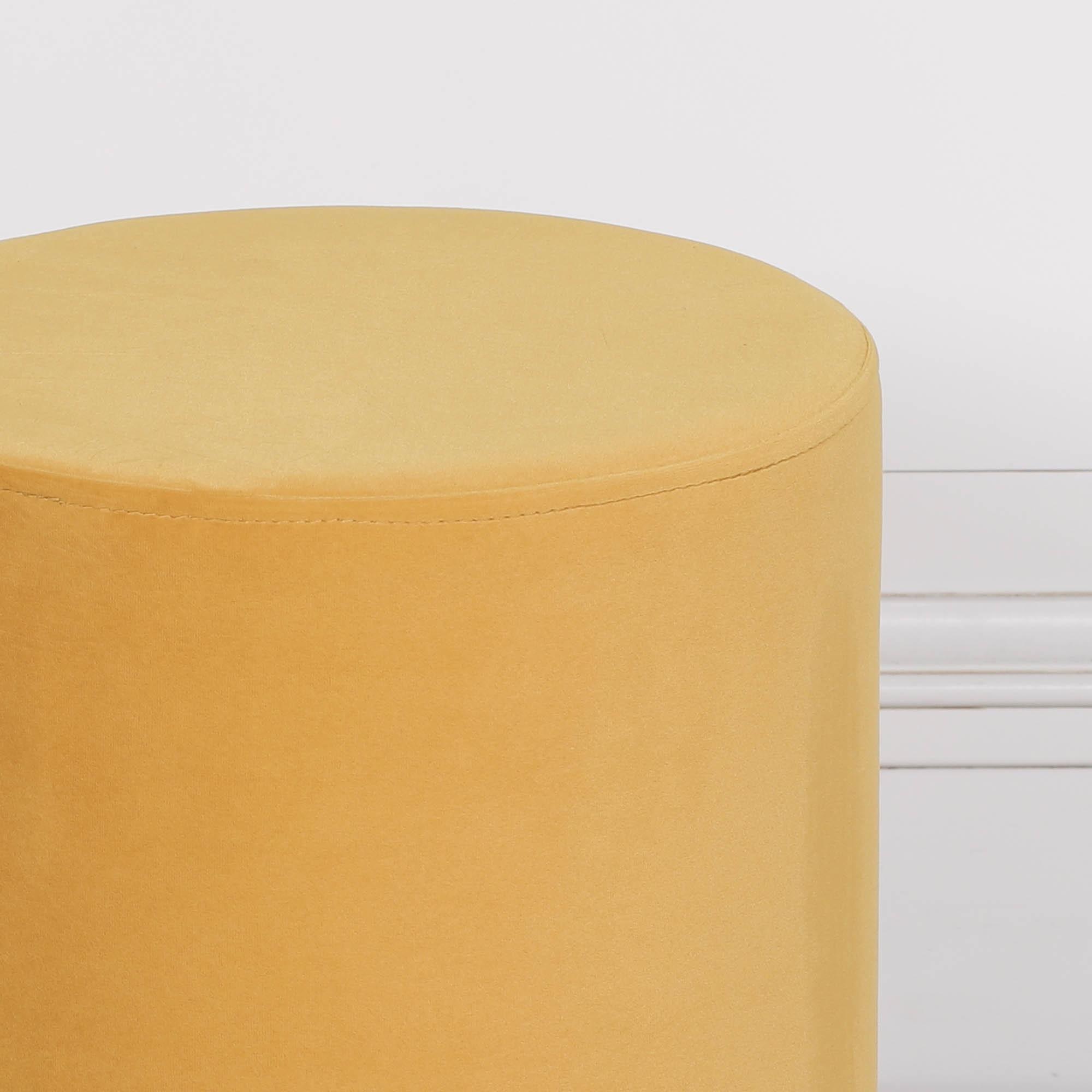 Product photograph of Mustard Yellow Velvet Fabric Round Stool from Choice Furniture Superstore.