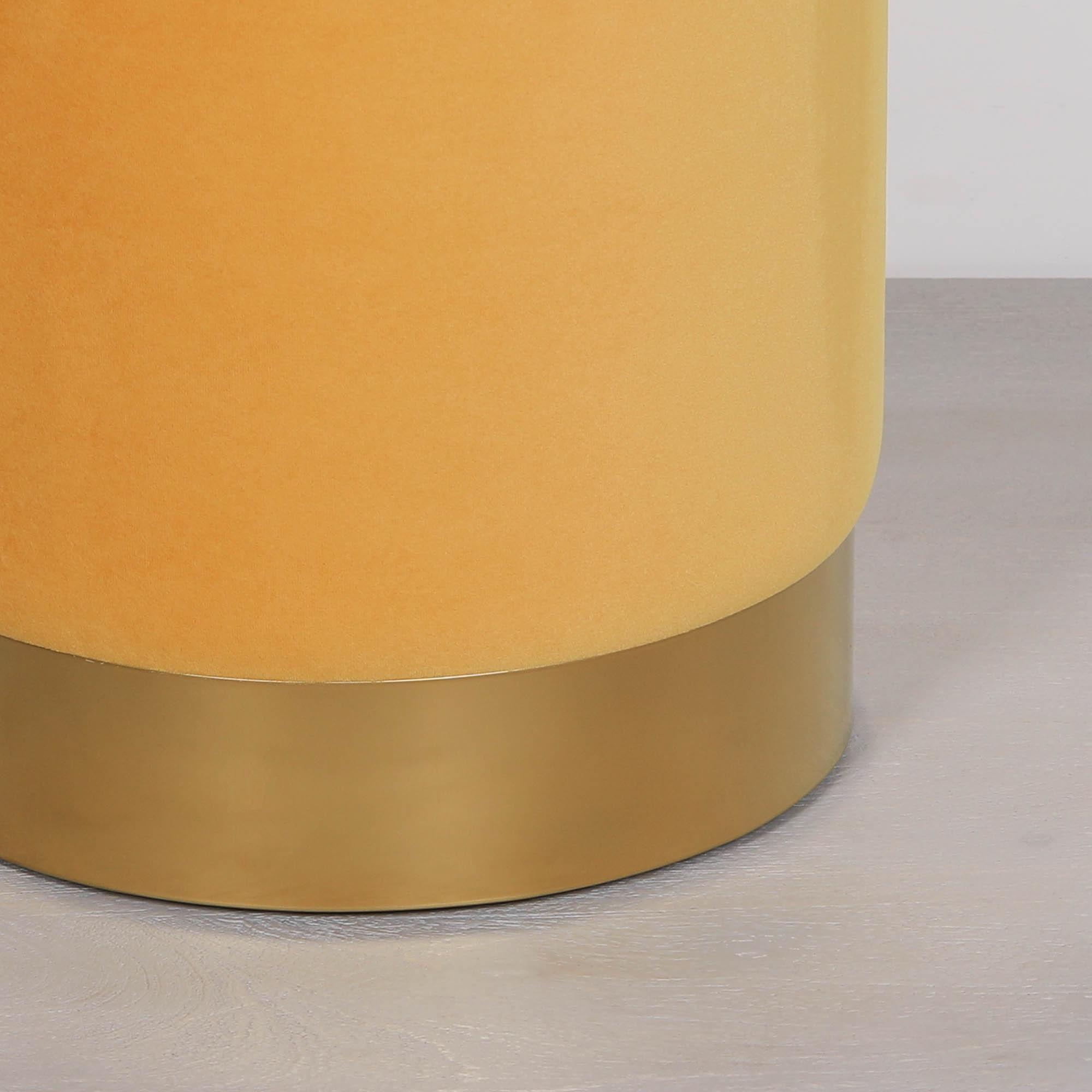 Product photograph of Mustard Yellow Velvet Fabric Round Stool from Choice Furniture Superstore.