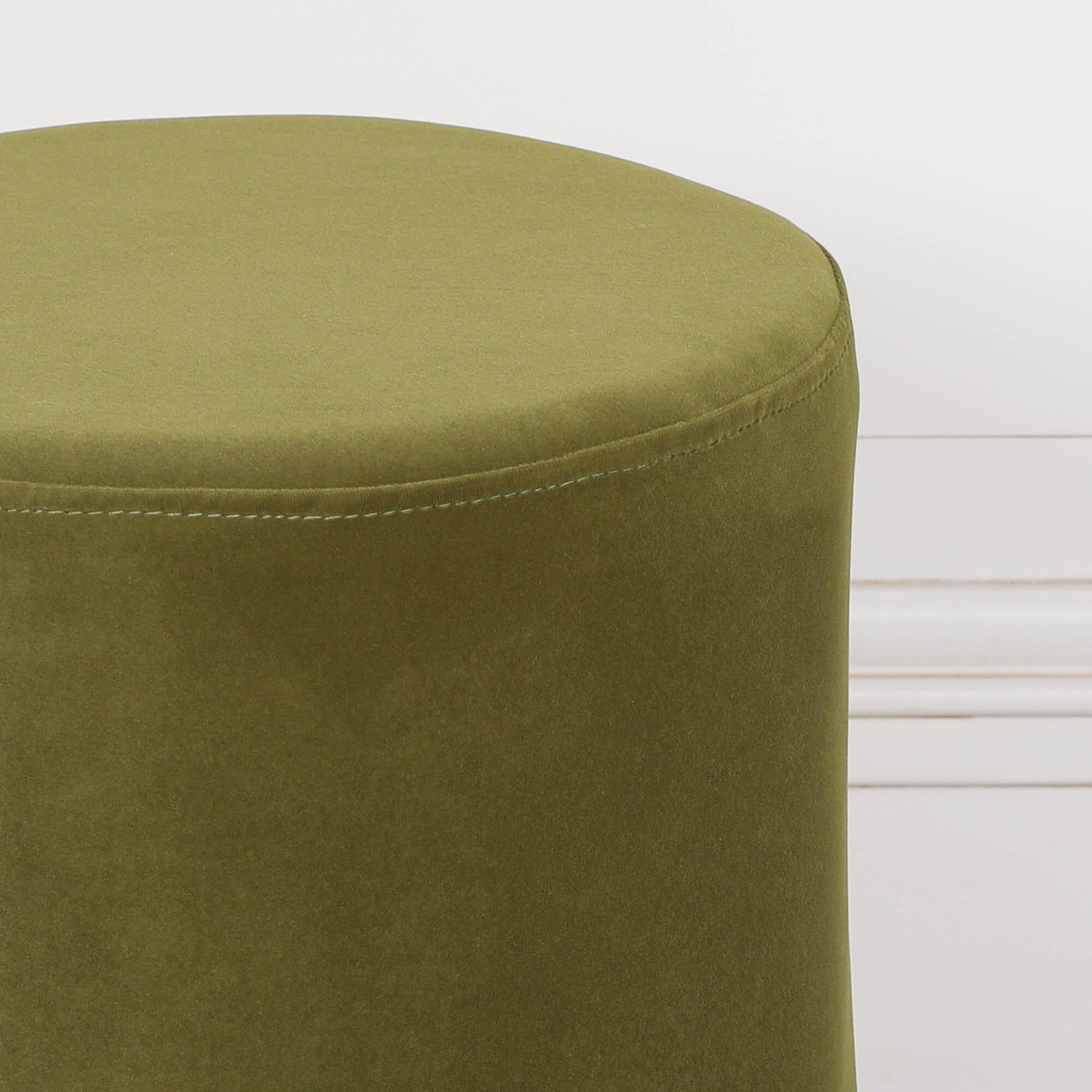 Product photograph of Olive Green Velvet Fabric Round Stool from Choice Furniture Superstore.