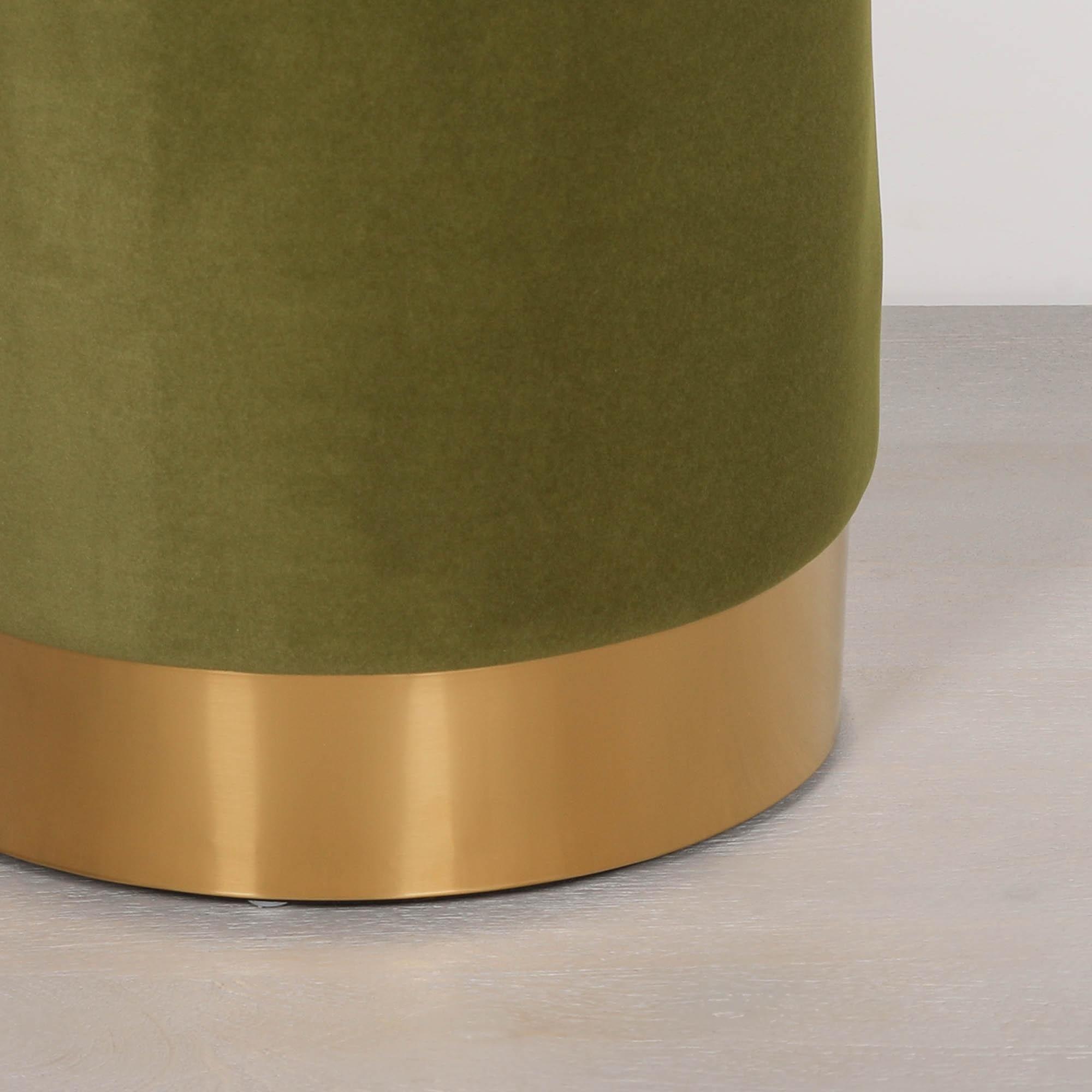 Product photograph of Olive Green Velvet Fabric Round Stool from Choice Furniture Superstore.