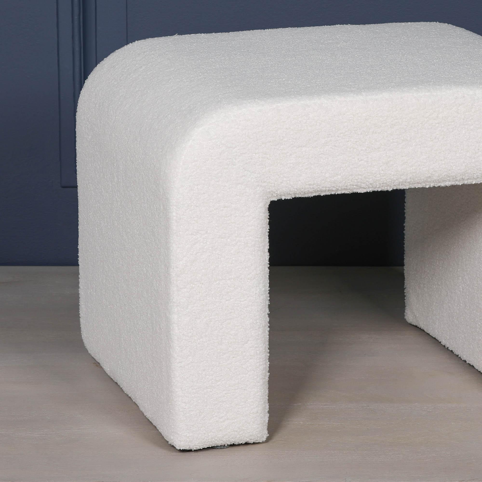Product photograph of White Boucle Upholstered Arch Stool from Choice Furniture Superstore.