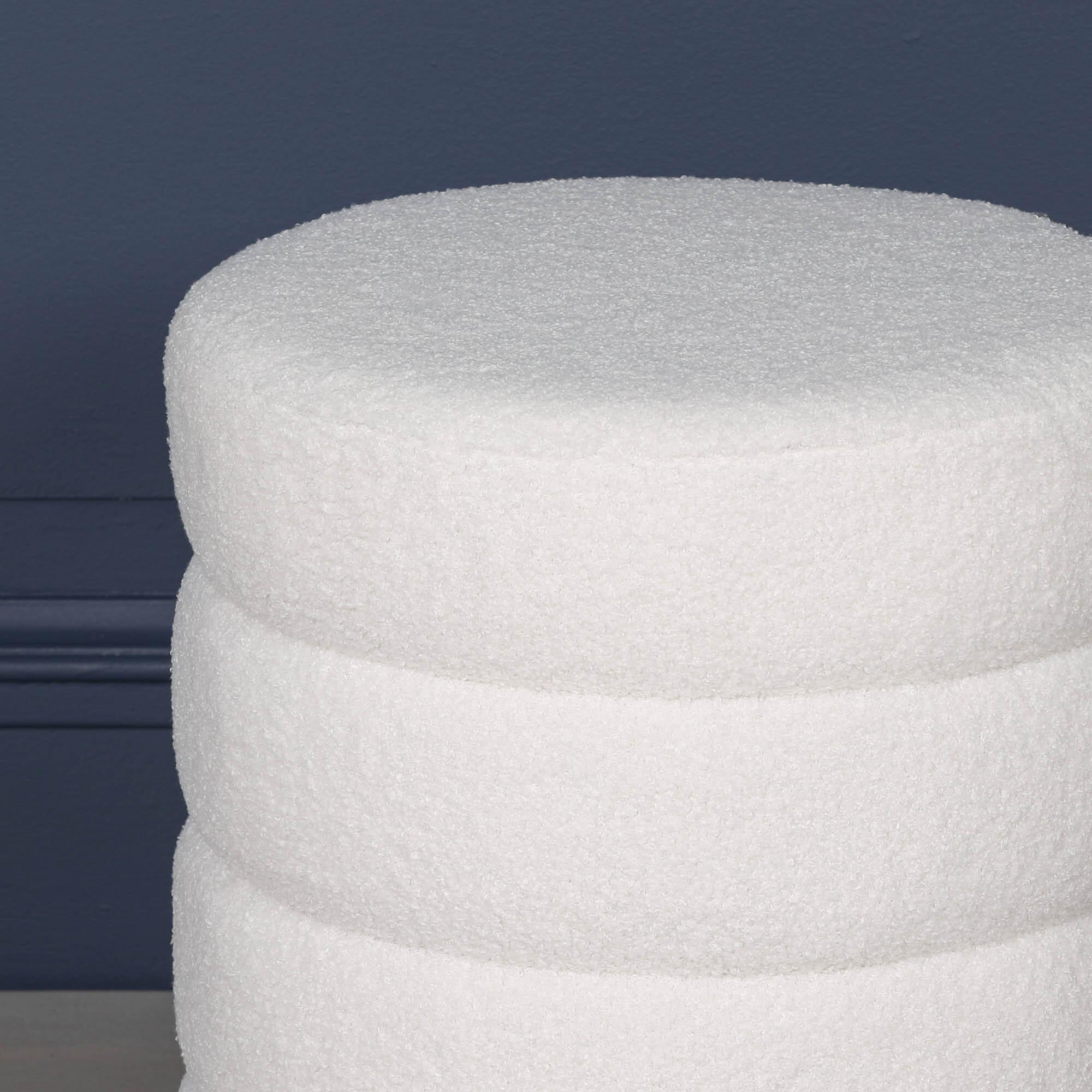 Product photograph of White Boucle Fabric Beehive Round Stool from Choice Furniture Superstore.