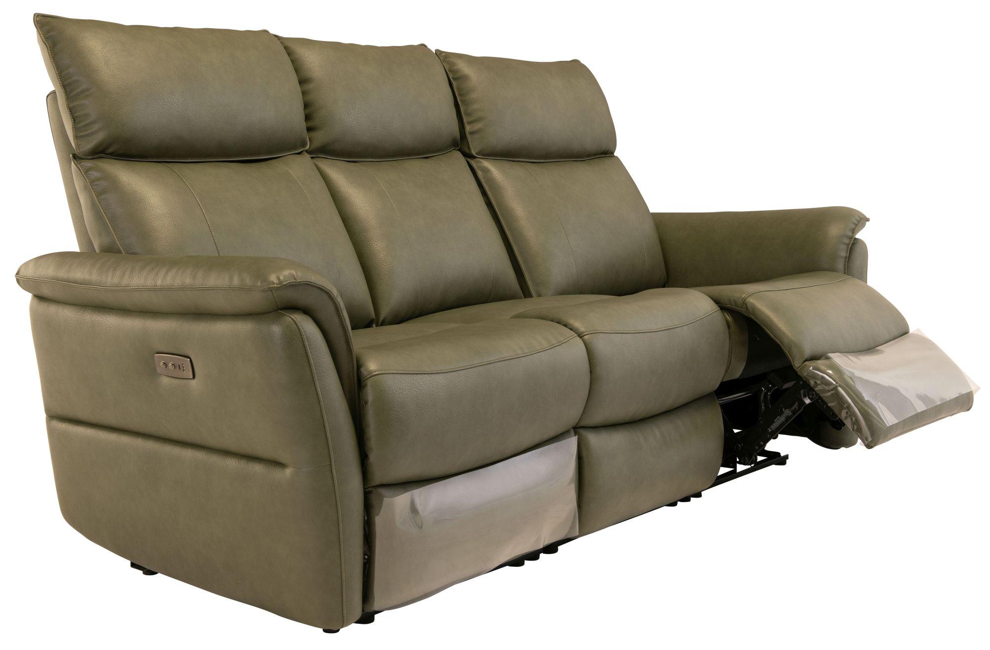 Product photograph of Cerano Vintage Green Faux Leather 3 2 1 Seater Electric Recliner Sofa Set from Choice Furniture Superstore.