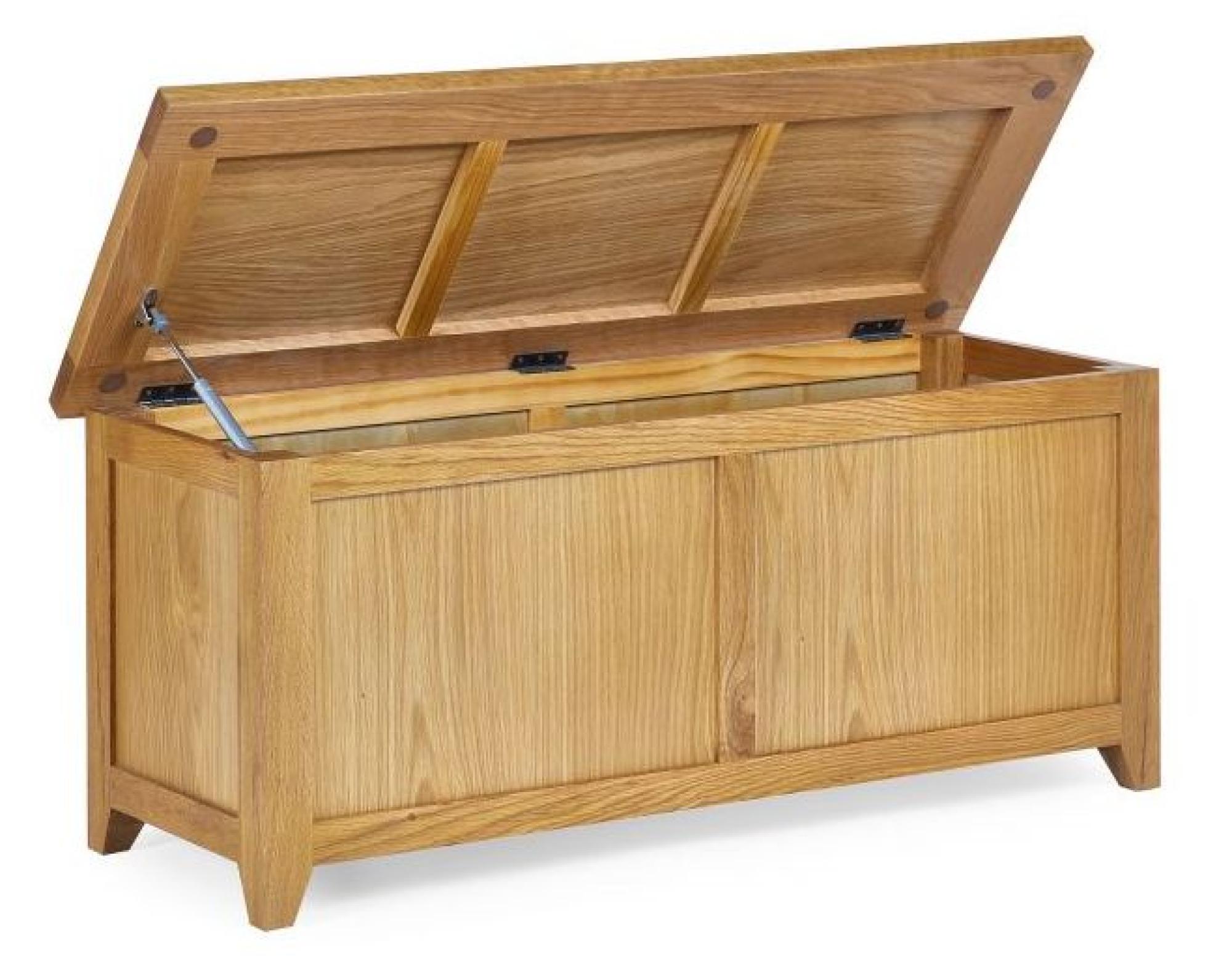 Product photograph of Mallory Oak Storage Bench from Choice Furniture Superstore.