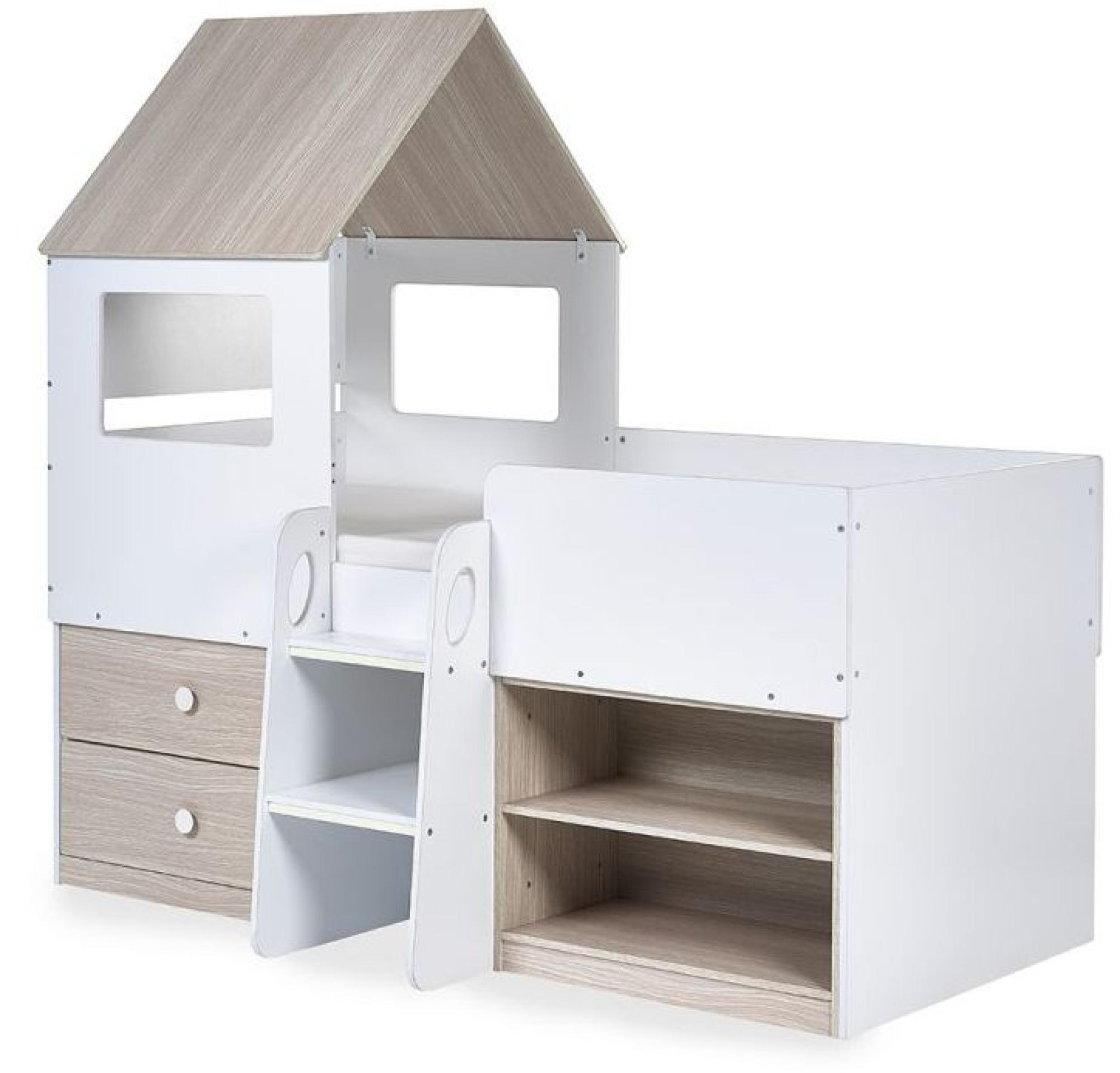 Product photograph of Orpheus White And Wood Effect Kids Midsleeper Bed from Choice Furniture Superstore.