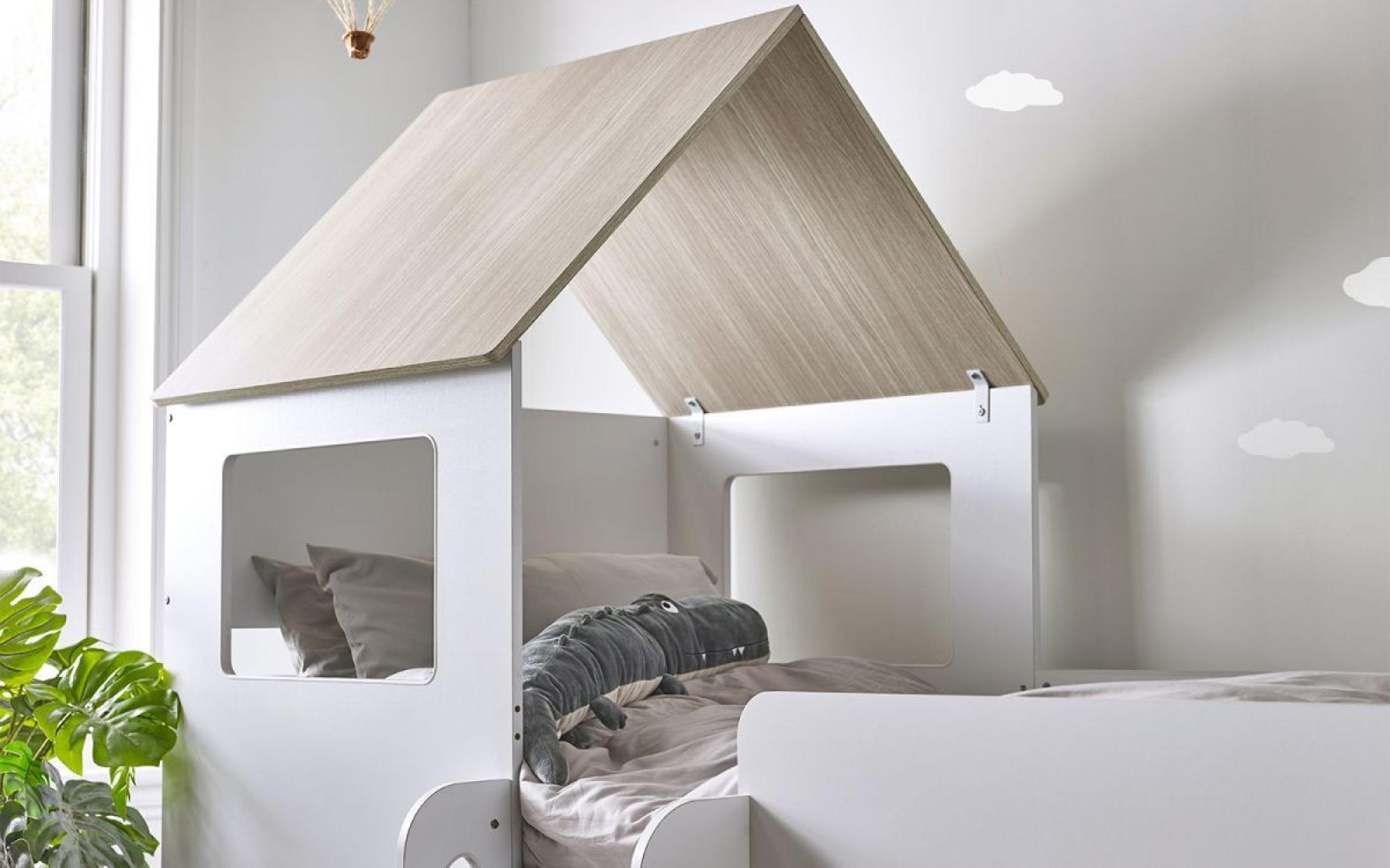 Product photograph of Orpheus White And Wood Effect Kids Midsleeper Bed from Choice Furniture Superstore.