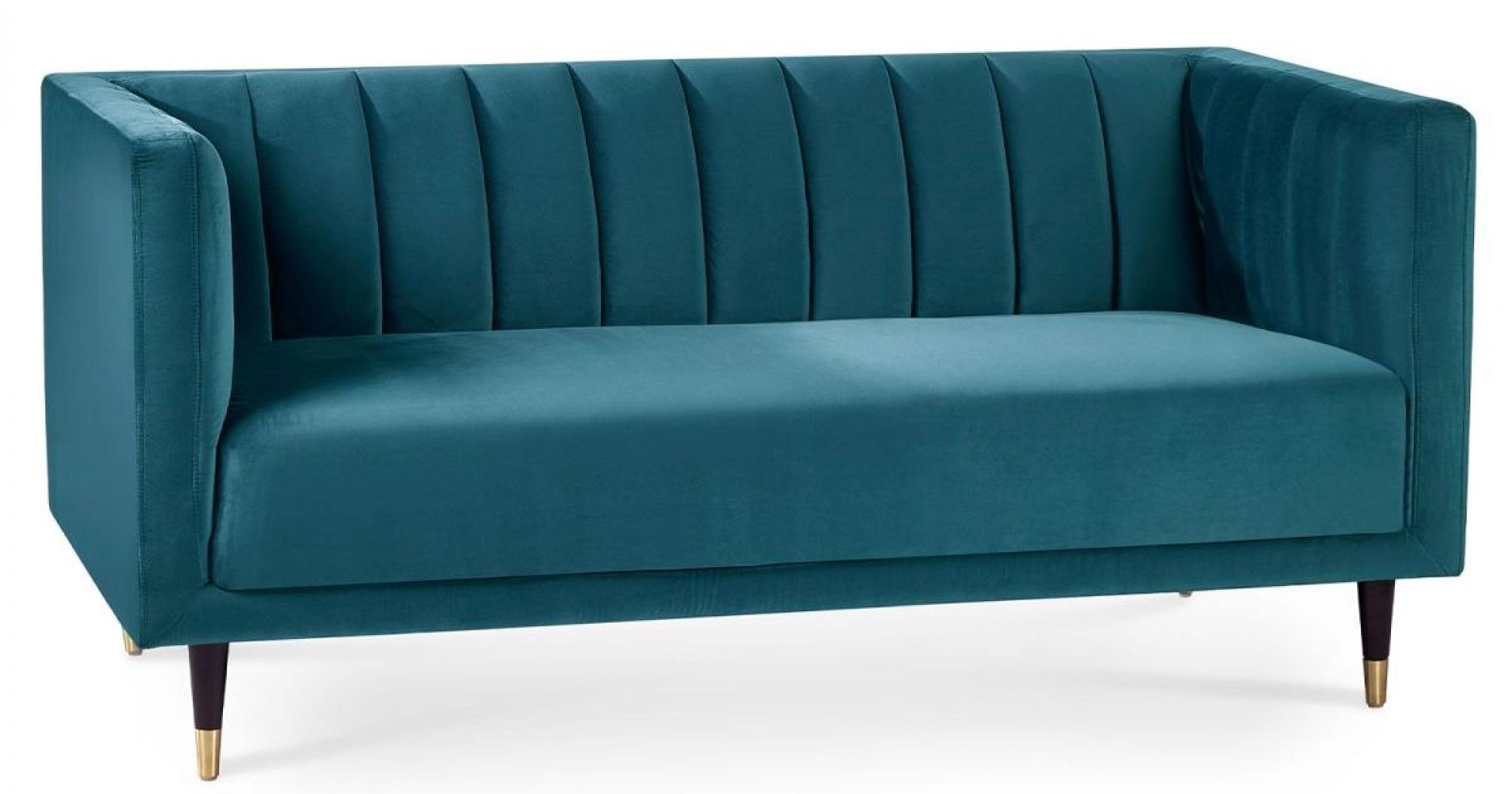 Product photograph of Salma Teal Fabric Scalloped Back 2 Seater from Choice Furniture Superstore.