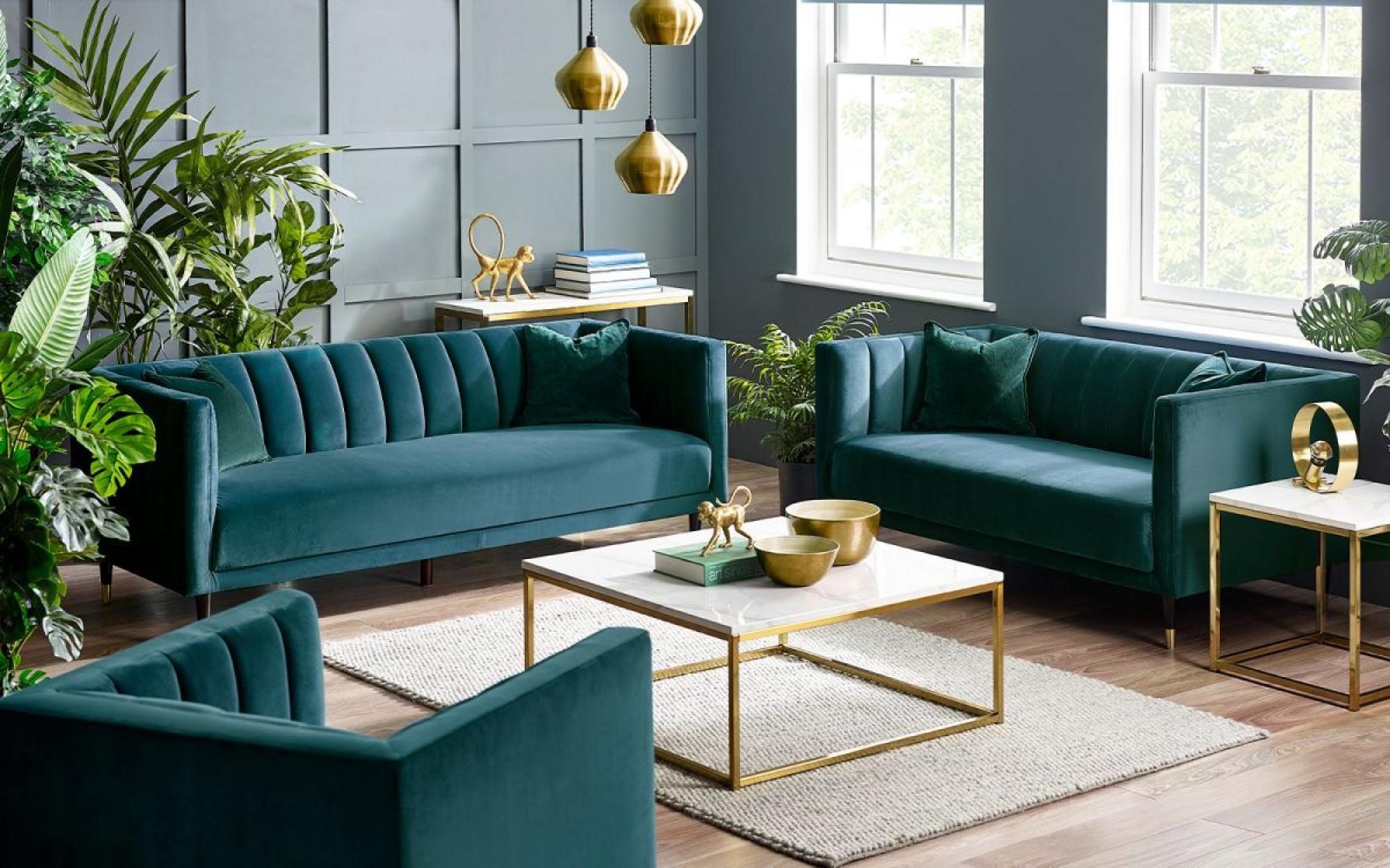 Product photograph of Salma Teal Fabric Scalloped Back 2 Seater from Choice Furniture Superstore.