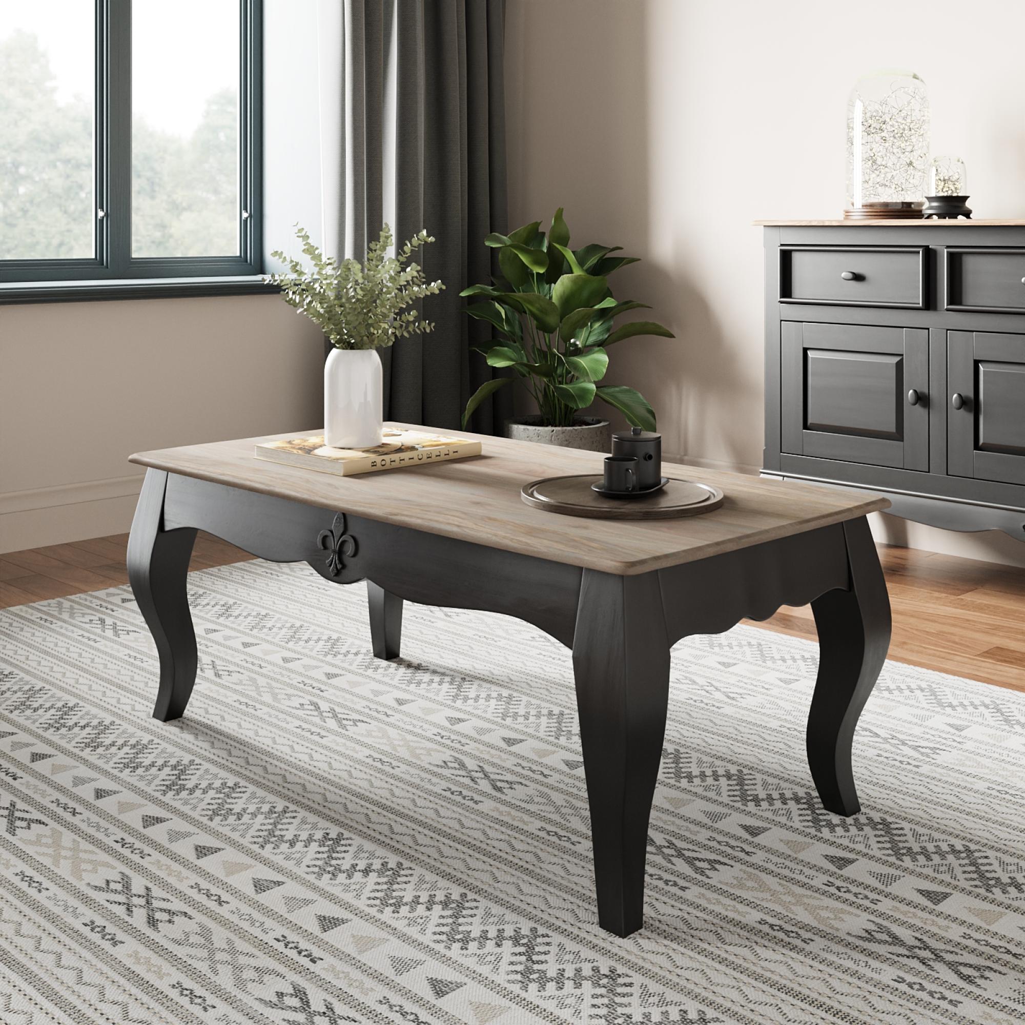 Product photograph of Clearance - Fleur French Style Black Shabby Chic Coffee Table from Choice Furniture Superstore.