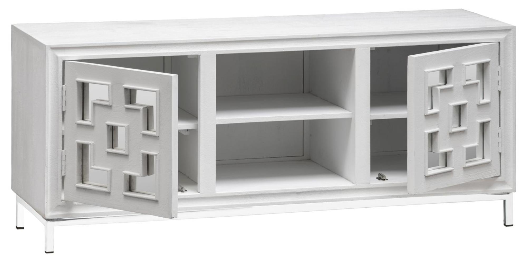 Product photograph of Clearance - Geo White Mirrored Tv Unit - 2 Door - Brand New Item from Choice Furniture Superstore.