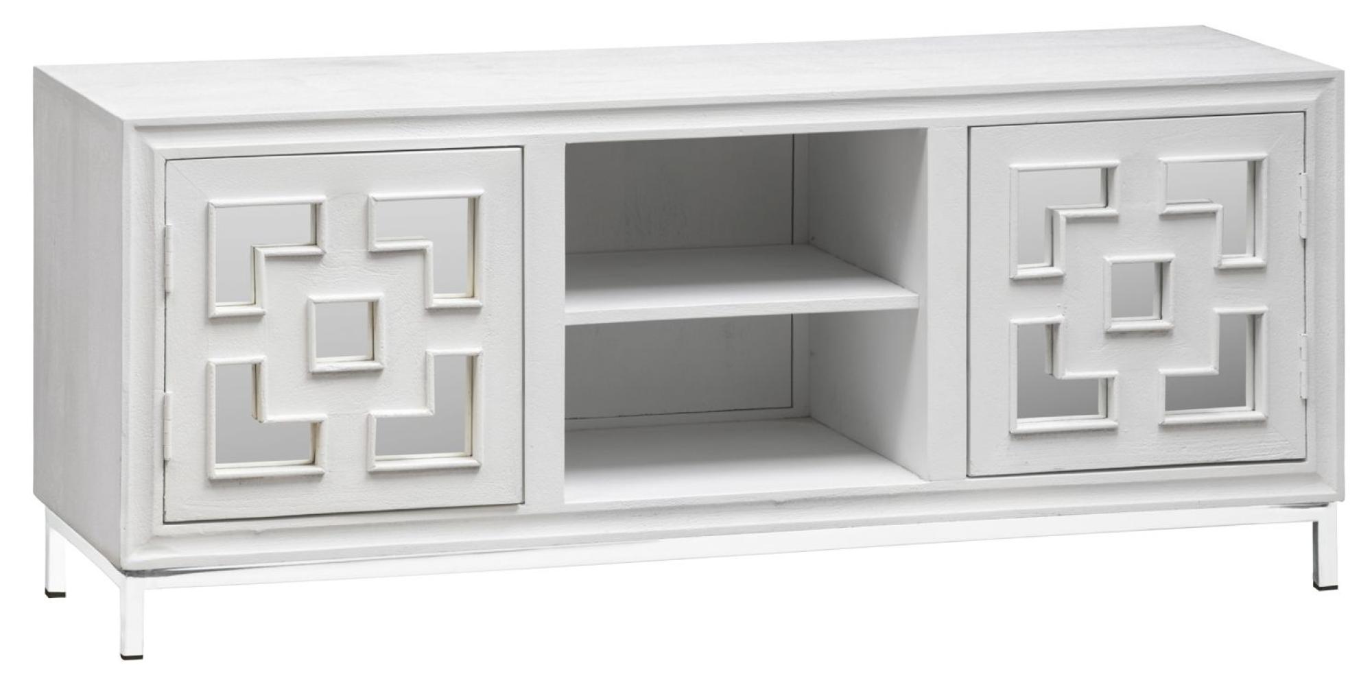 Product photograph of Clearance - Geo White Mirrored Tv Unit - 2 Door - Brand New Item from Choice Furniture Superstore.