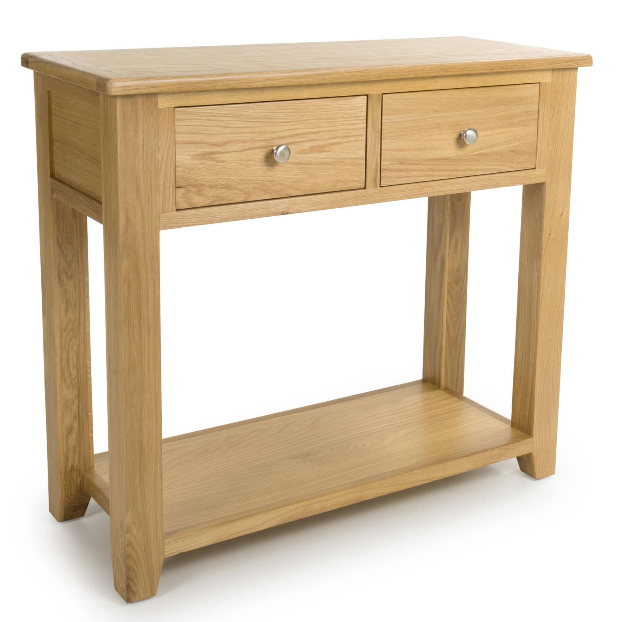 Product photograph of Madrid Oak 2 Drawer Console Table from Choice Furniture Superstore.