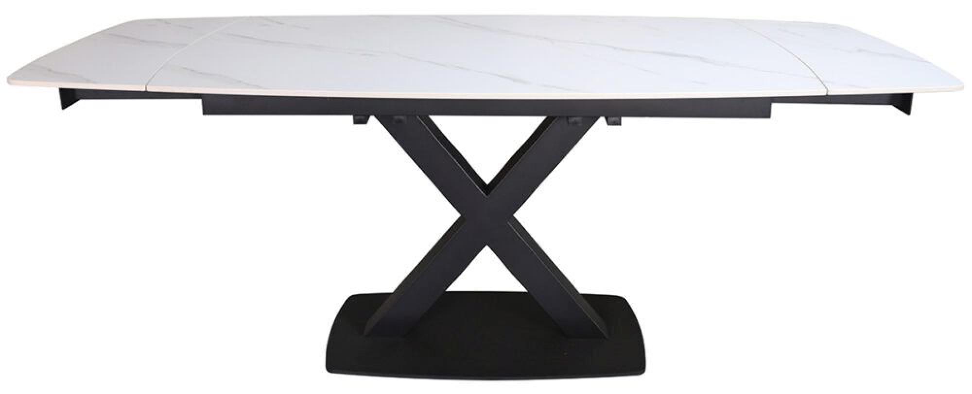 Product photograph of Vernal 6-8 Seater White Sintered Stone Extending Dining Set - 6 Langley Grey Faux Leather Chair from Choice Furniture Superstore.