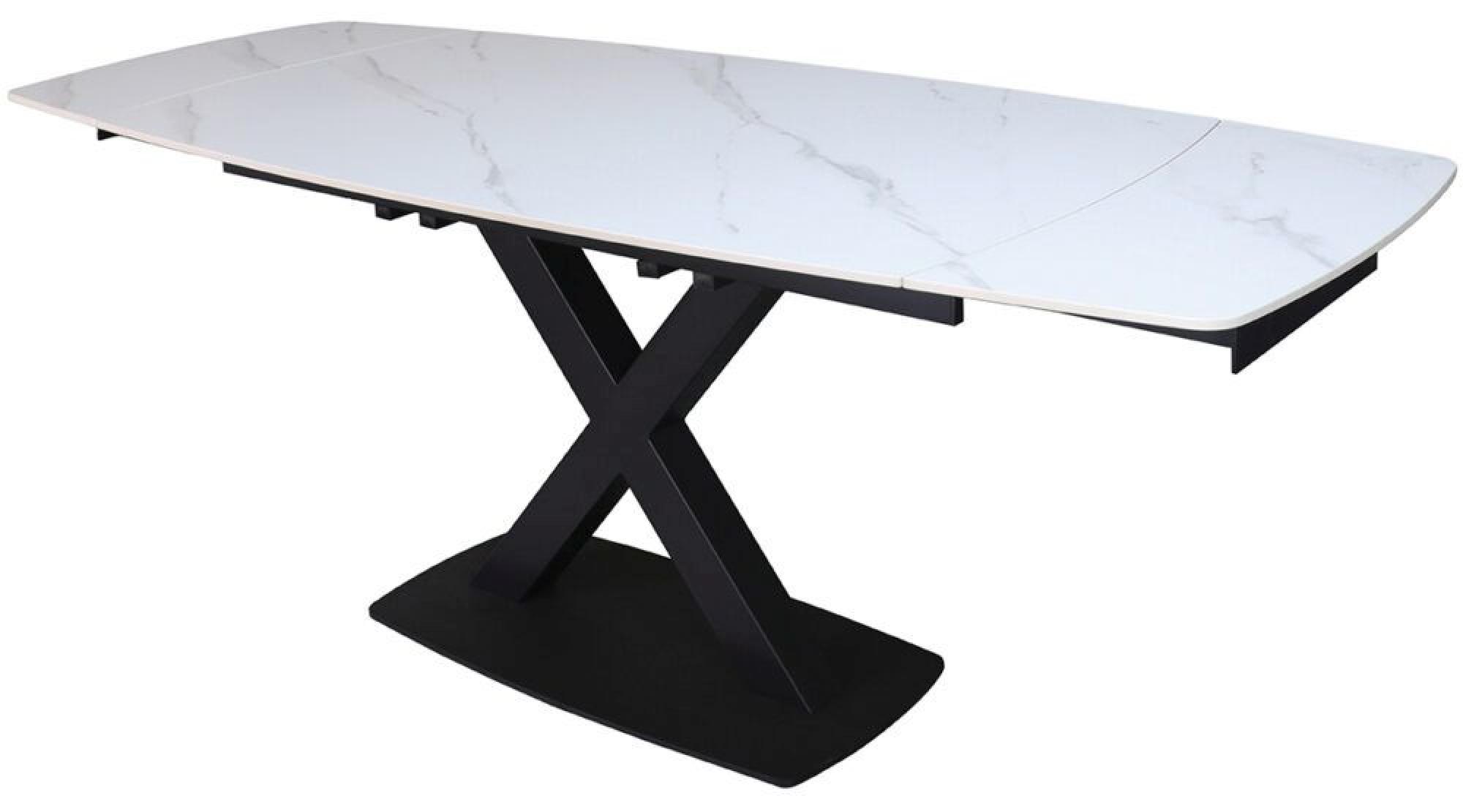 Product photograph of Vernal 6-8 Seater White Sintered Stone Extending Dining Set - 6 Langley Grey Faux Leather Chair from Choice Furniture Superstore.