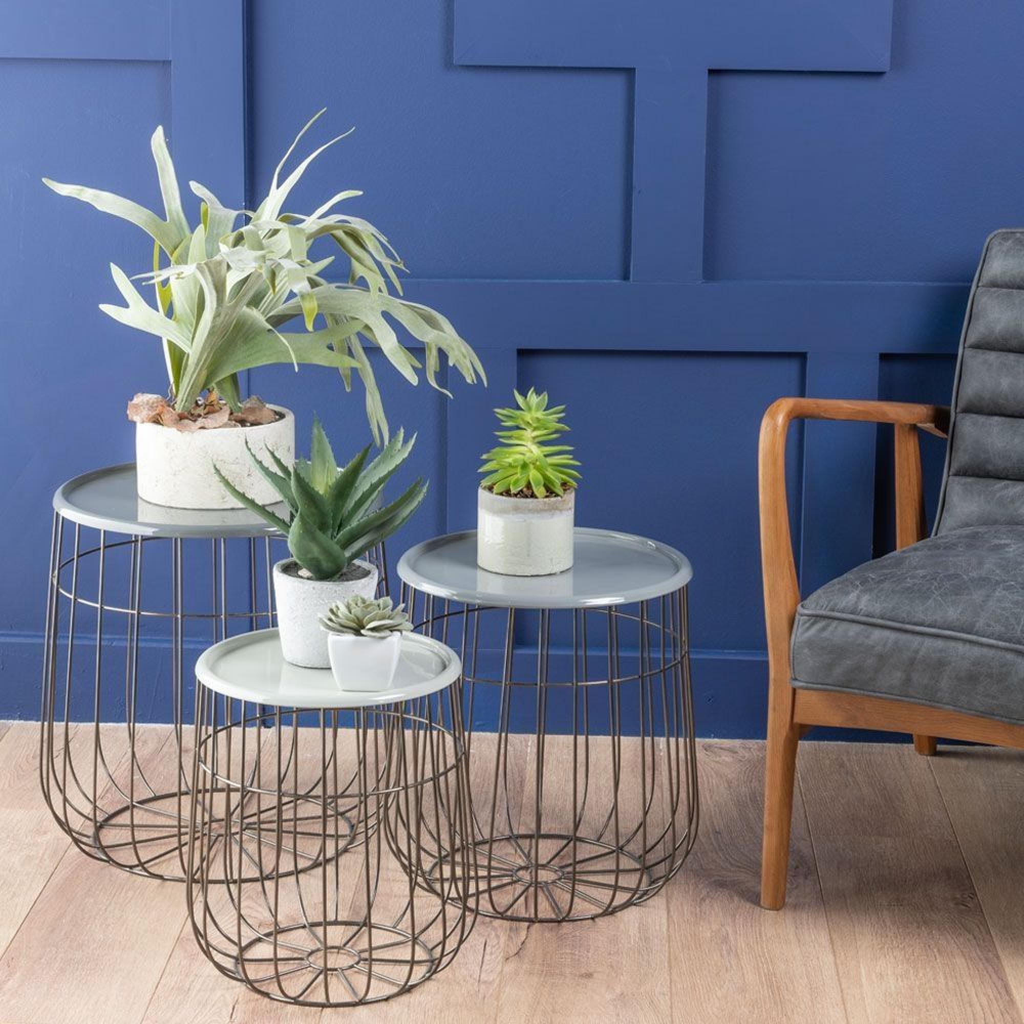 Product photograph of Clearance - Quinn Grey Metal Round Tables - Set Of 3 from Choice Furniture Superstore.