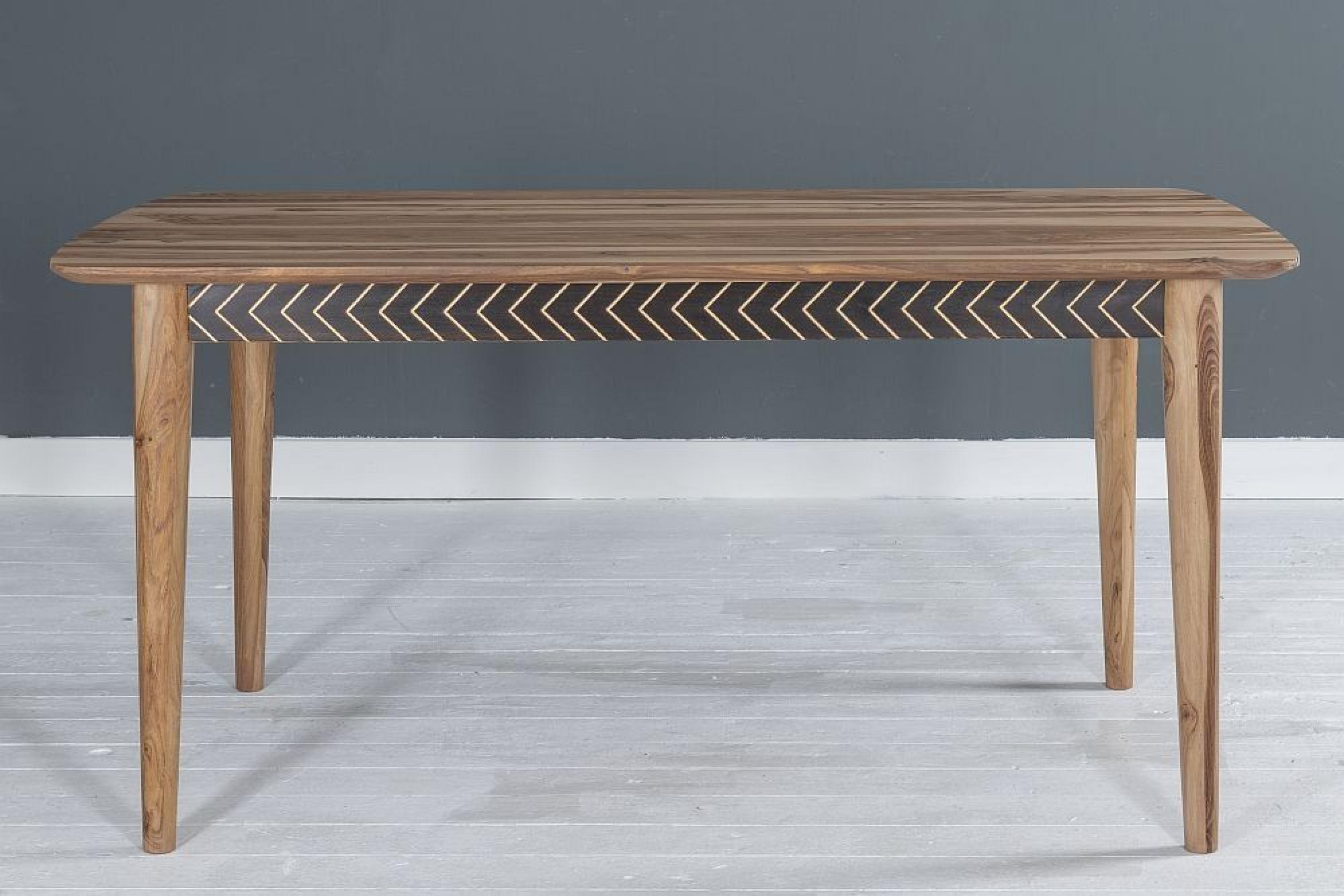 Product photograph of Clearance - Luxuria Sheesham Wood 6 Seater Dining Table With Black Geometric Trim - Brand New Item from Choice Furniture Superstore.