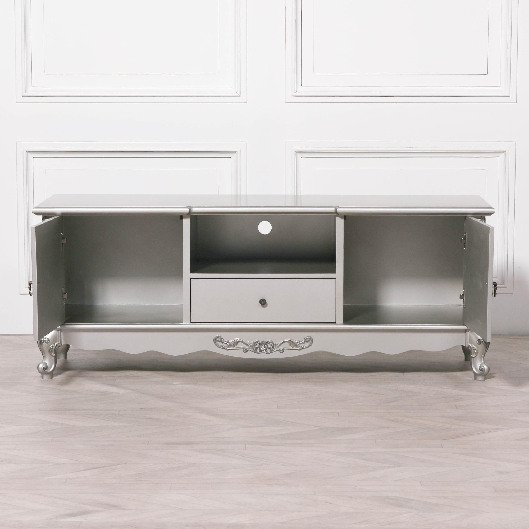 Product photograph of French Antique Silver 156 Tv Cabinet from Choice Furniture Superstore.