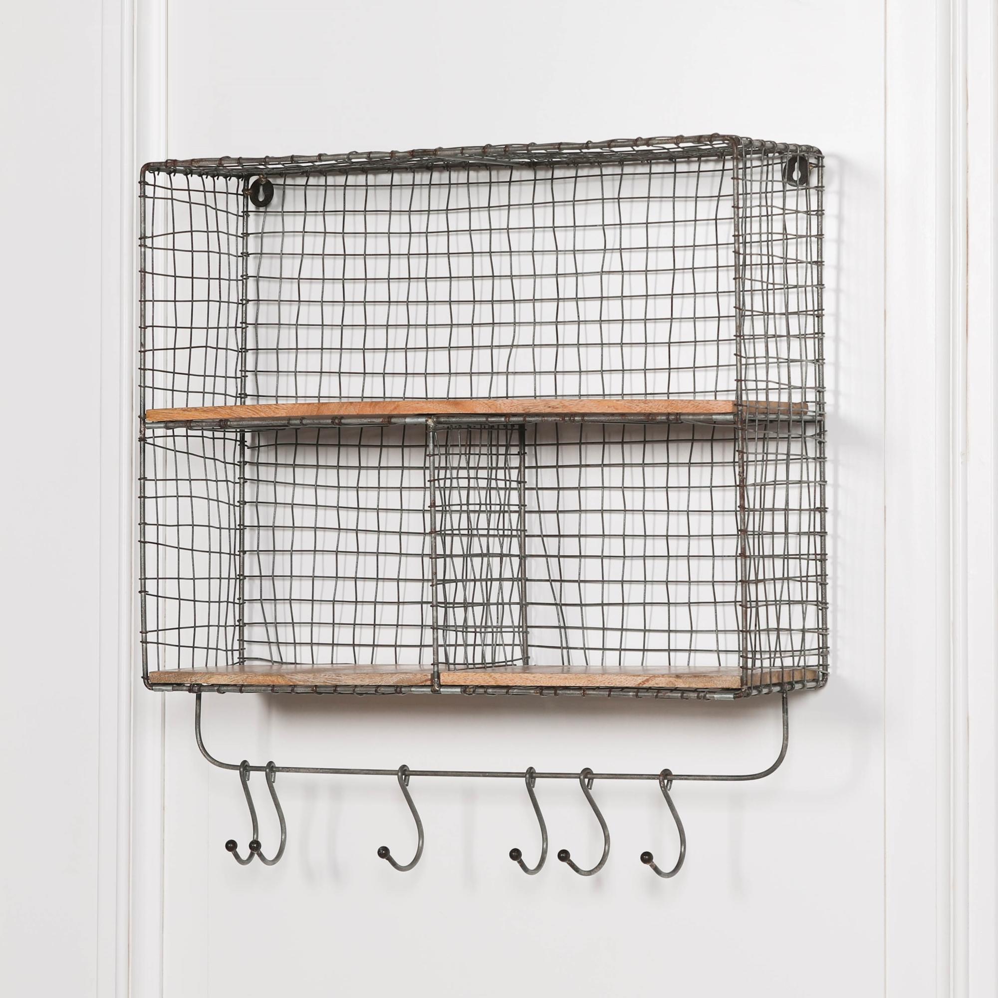 Product photograph of Wire 3 Compartment Wall Shelf Hooks from Choice Furniture Superstore.