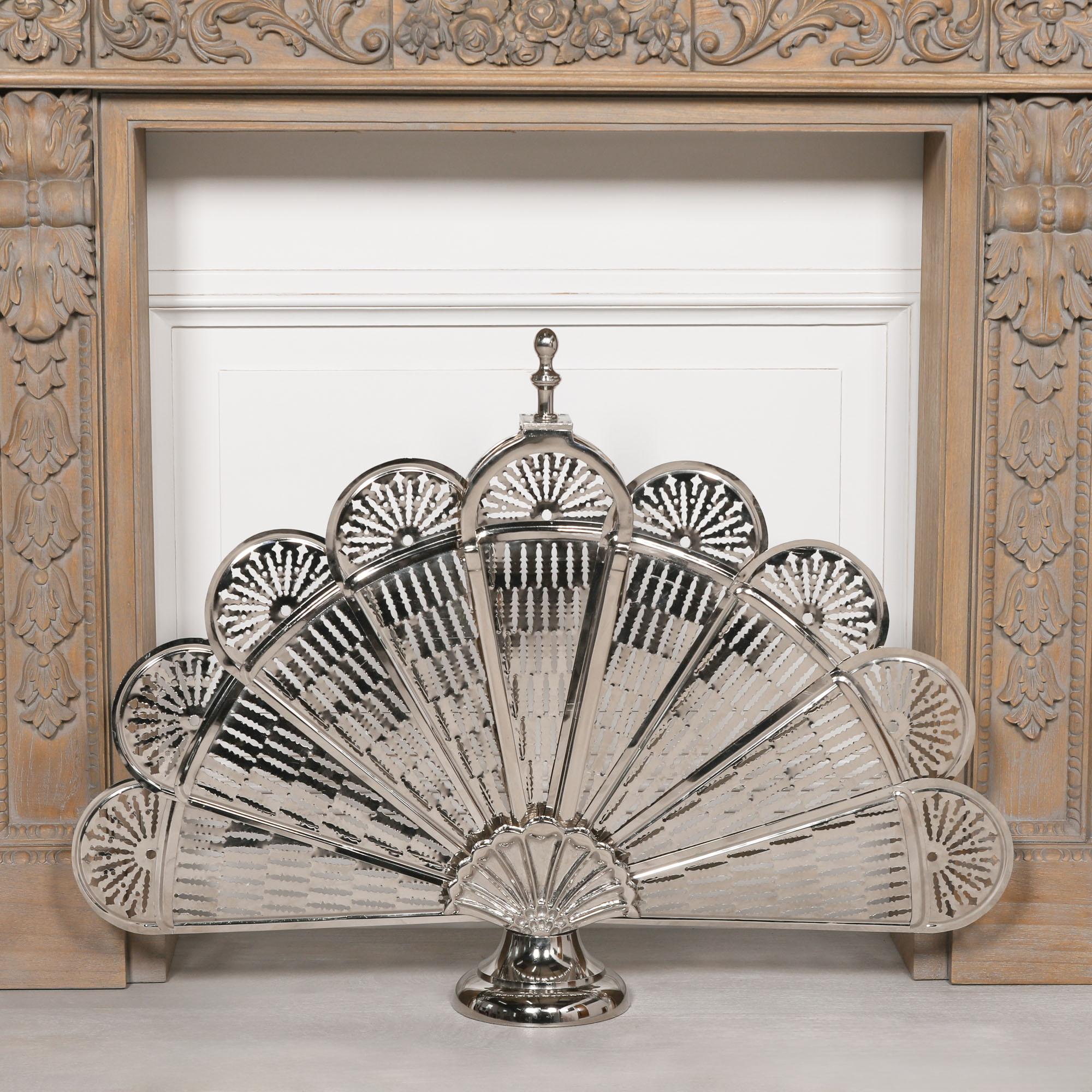 Product photograph of Chrome Folding Fire Screen from Choice Furniture Superstore.
