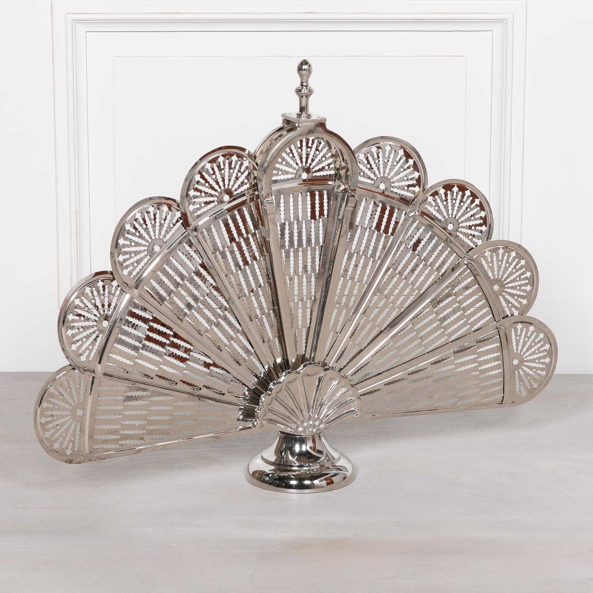 Product photograph of Chrome Folding Fire Screen from Choice Furniture Superstore.