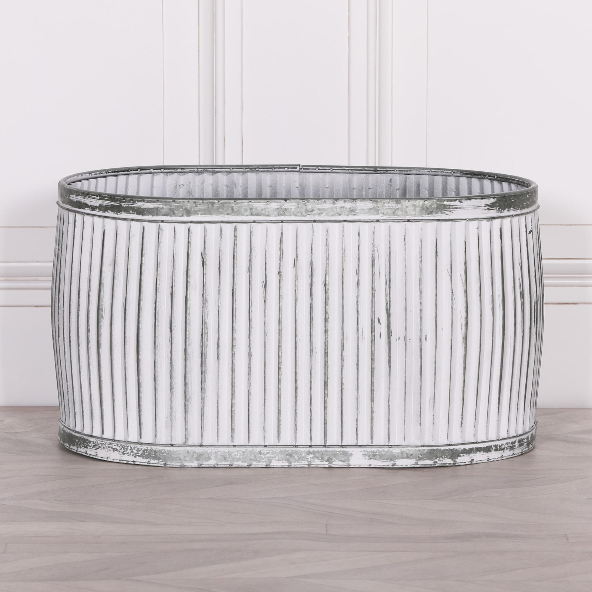 Product photograph of Cardiff Tub Oval Metal Large Planter from Choice Furniture Superstore.