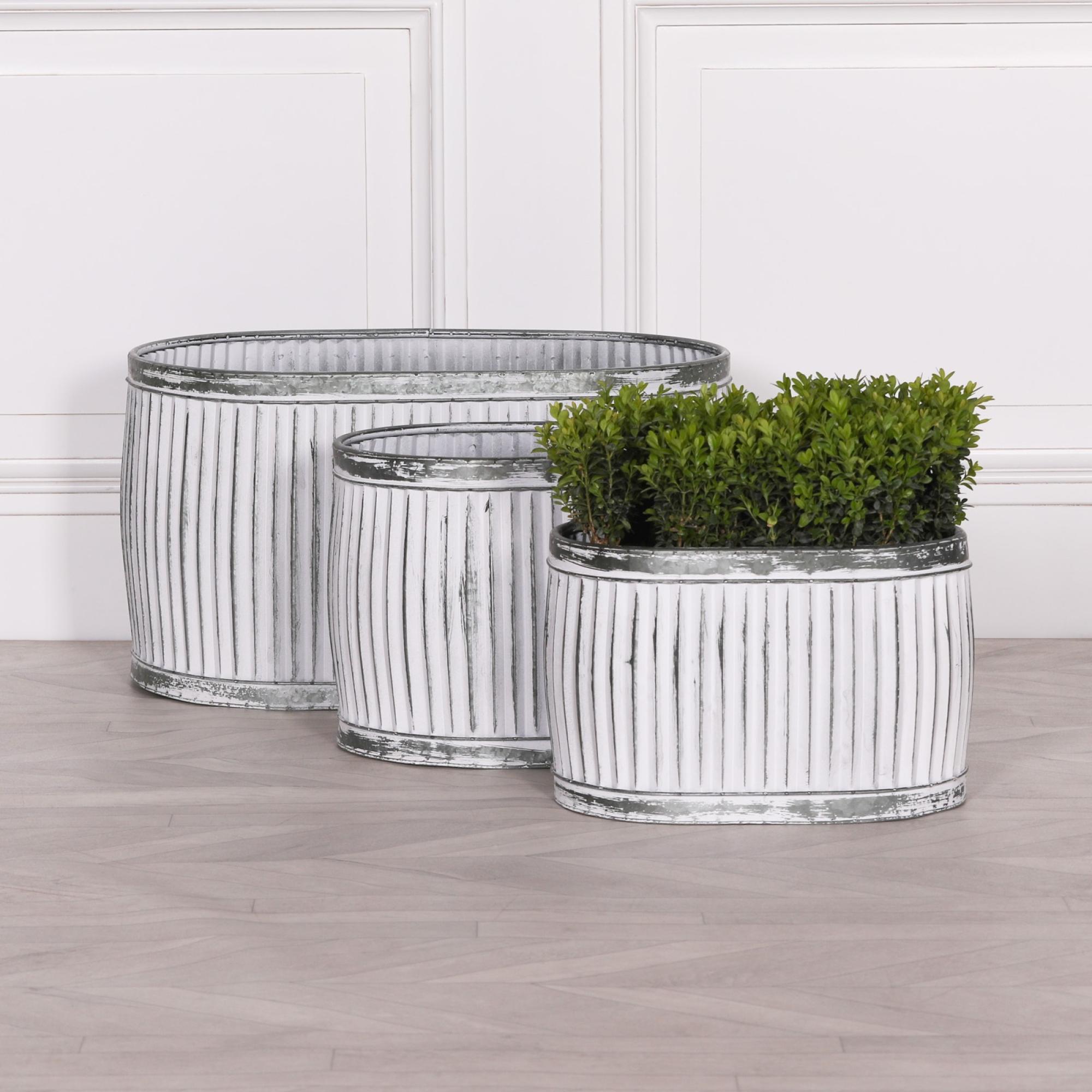 Product photograph of Cardiff Tub Oval Metal Large Planter from Choice Furniture Superstore.