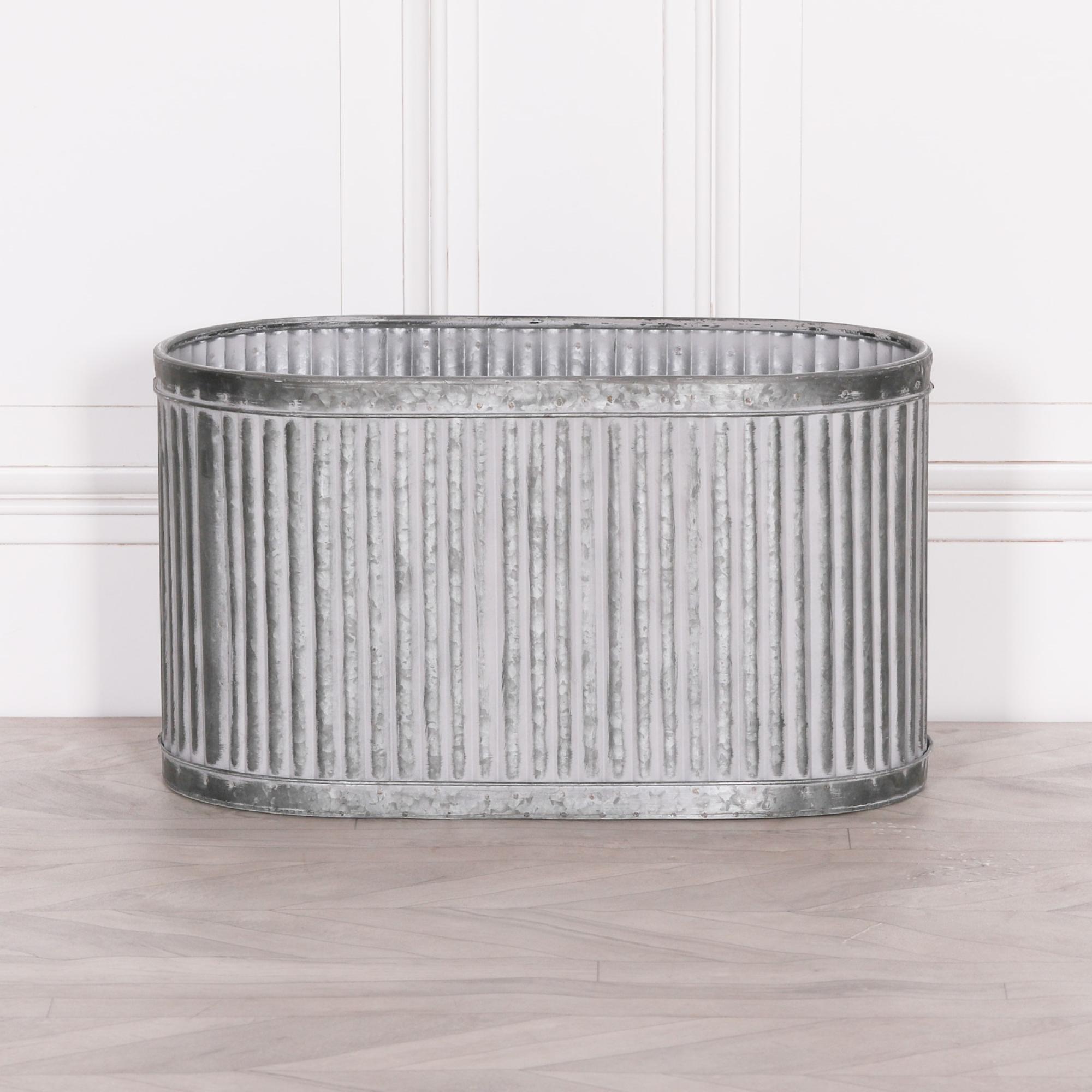 Product photograph of Ribbed Metal Large Planter from Choice Furniture Superstore.