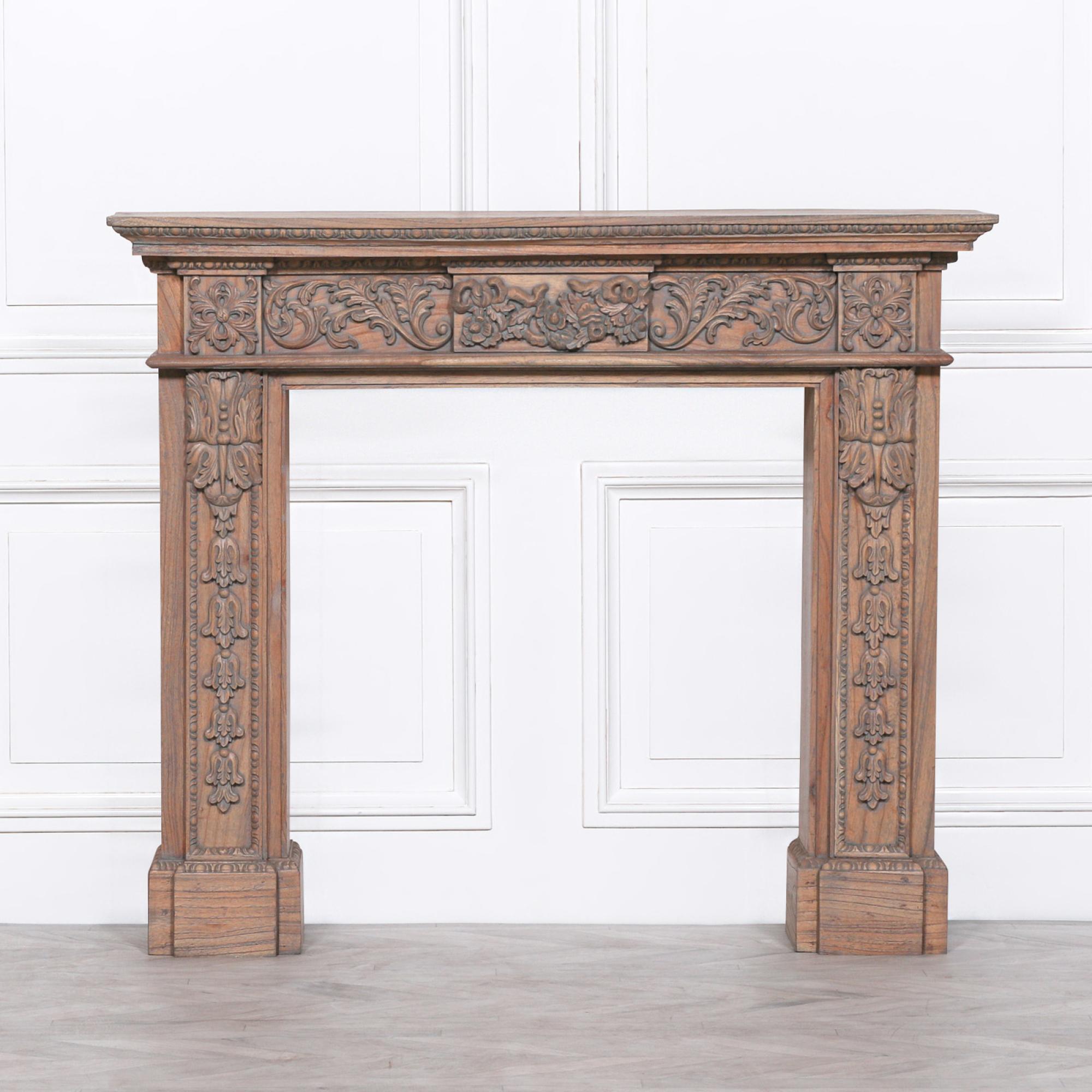 Product photograph of Wooden Carved Fire Surround from Choice Furniture Superstore.