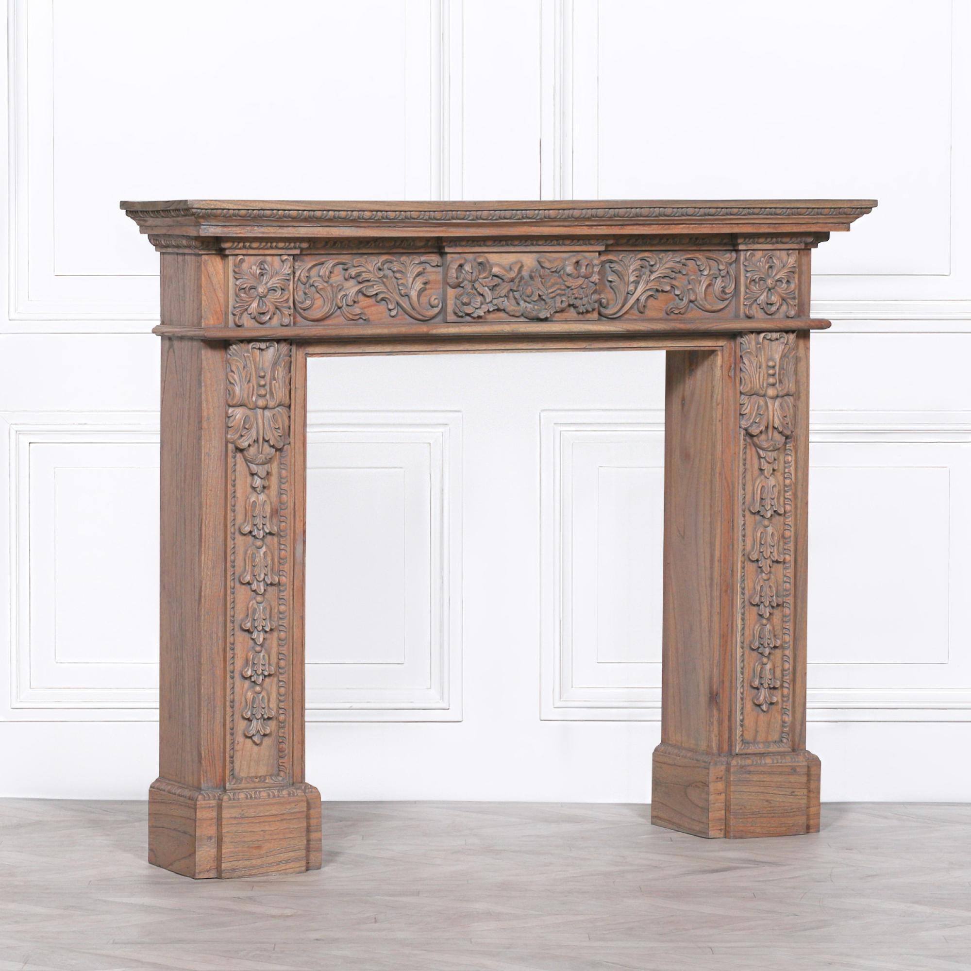 Product photograph of Wooden Carved Fire Surround from Choice Furniture Superstore.