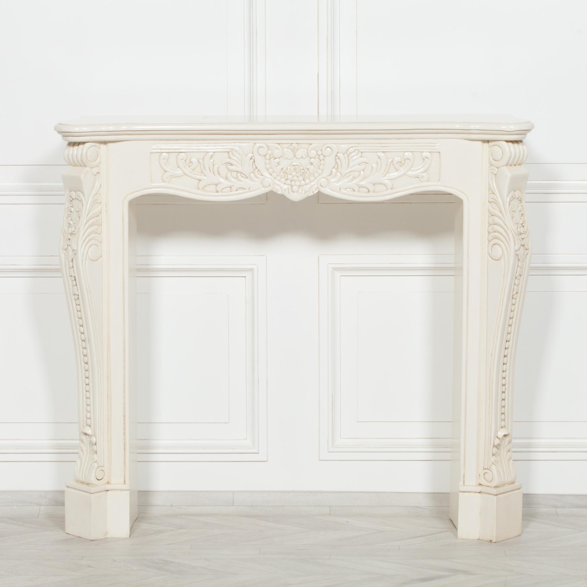 Product photograph of Aged Ivory Carved Fire Surround from Choice Furniture Superstore.