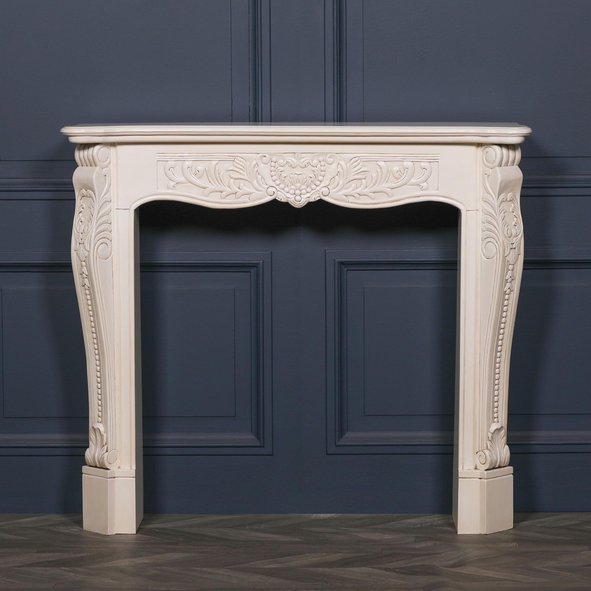 Product photograph of Aged Ivory Carved Fire Surround from Choice Furniture Superstore.