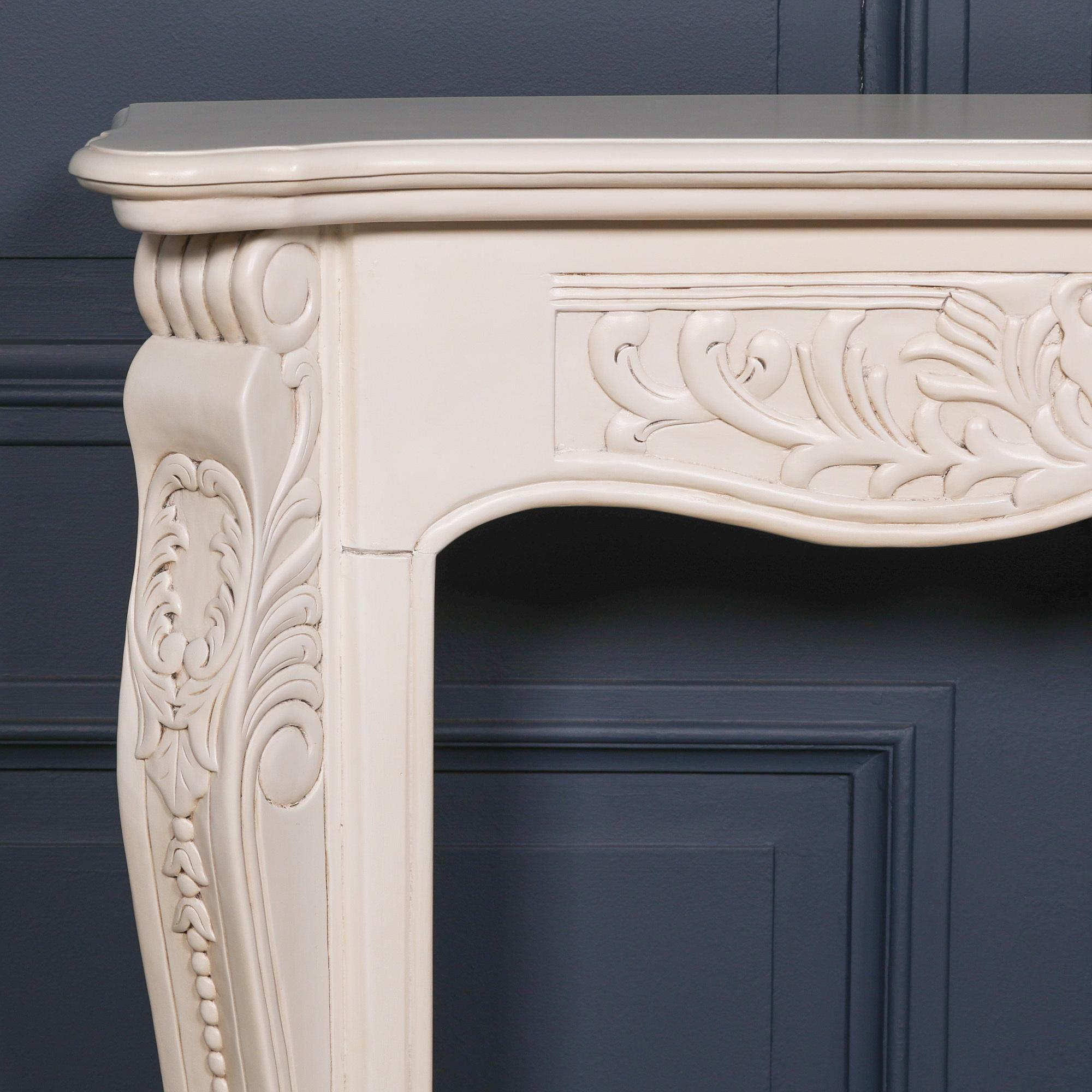 Product photograph of Aged Ivory Carved Fire Surround from Choice Furniture Superstore.