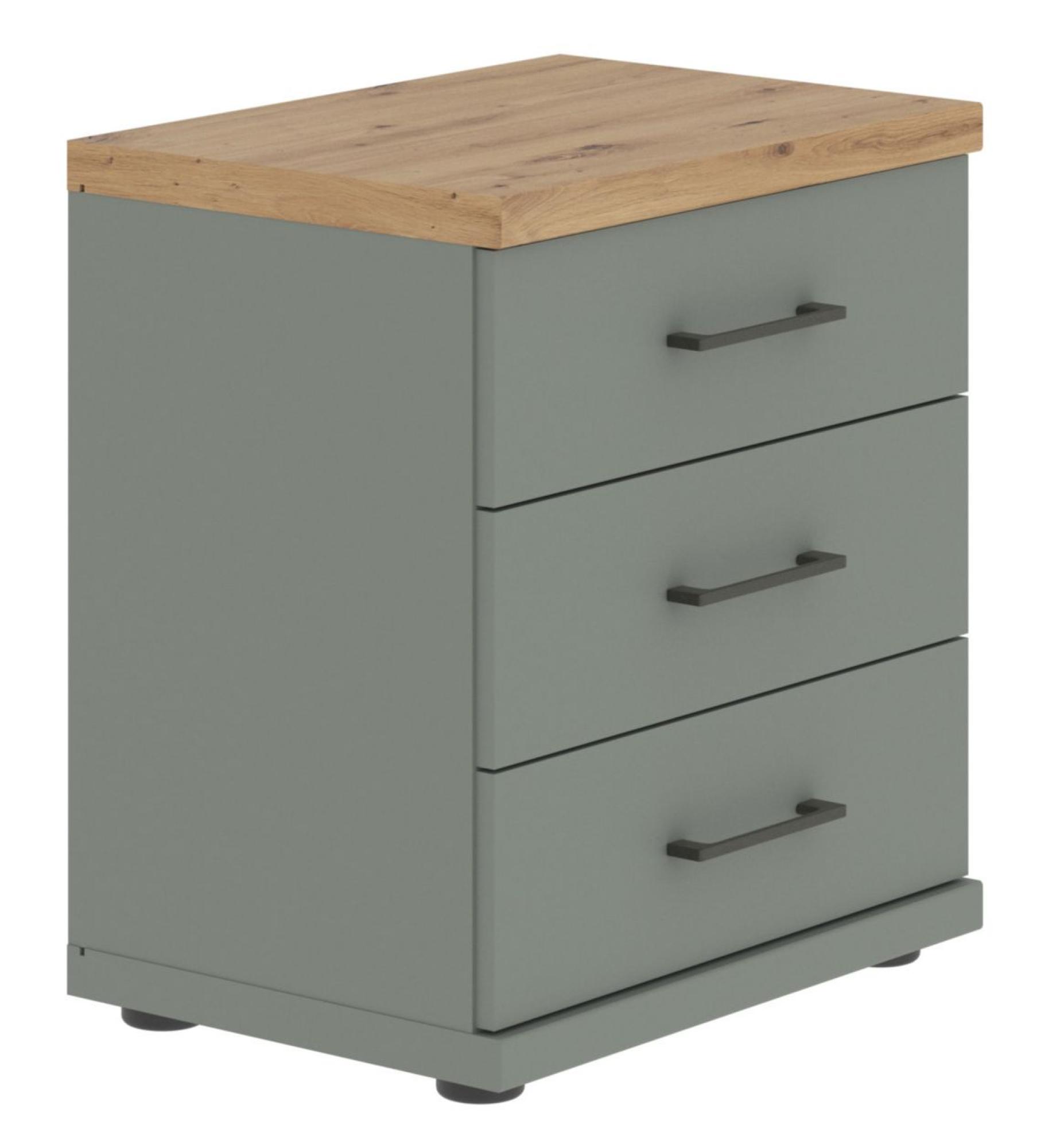 Product photograph of Wiemann Suffolk 3 Drawer Bedside Cabinet In Sage Green from Choice Furniture Superstore.